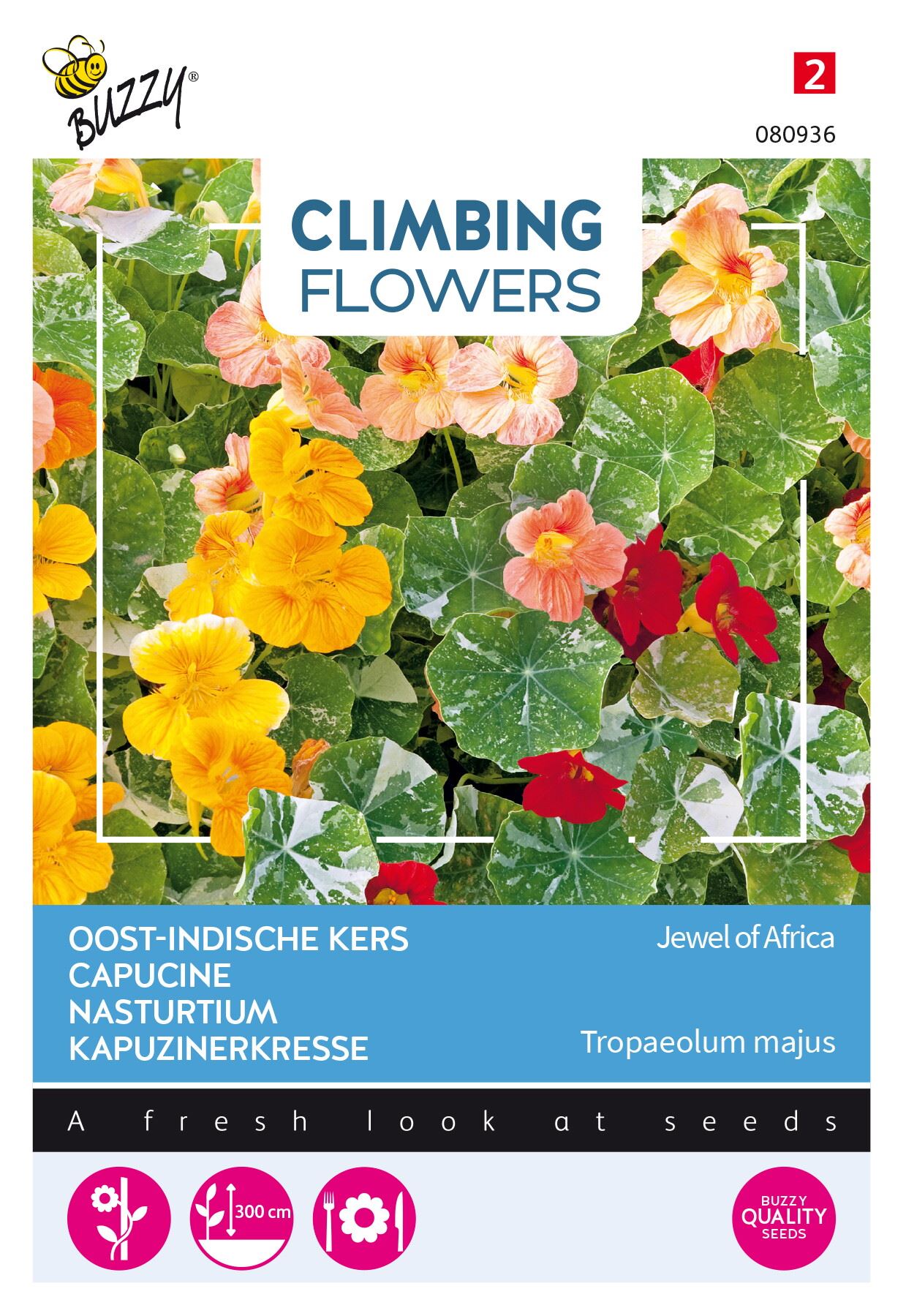Buzzy® Klimplant - Oost-Indische kers zaden - Tropaeolum - Jewel of Africa afbeelding