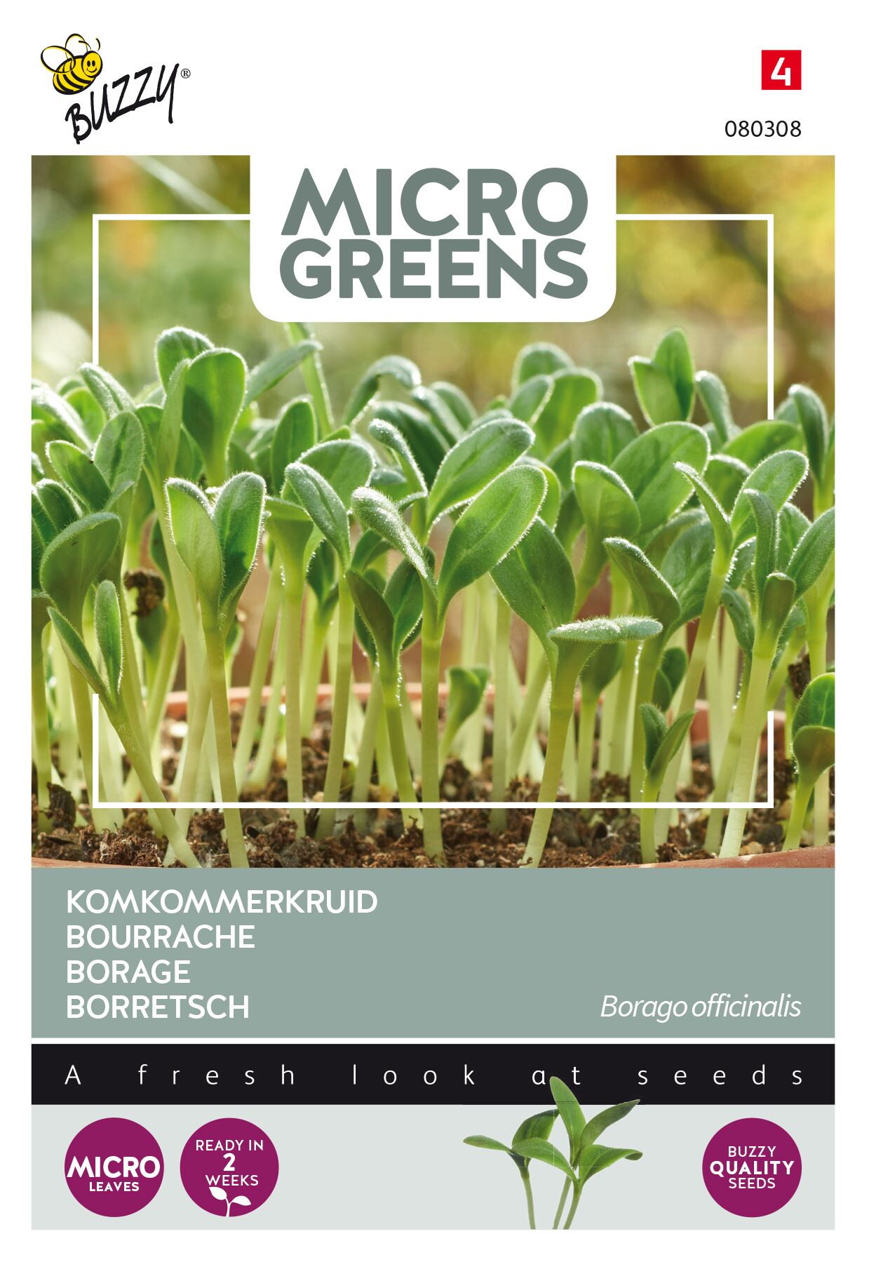 Buzzy® Microgreens - Borage komkommerkruid zaden afbeelding