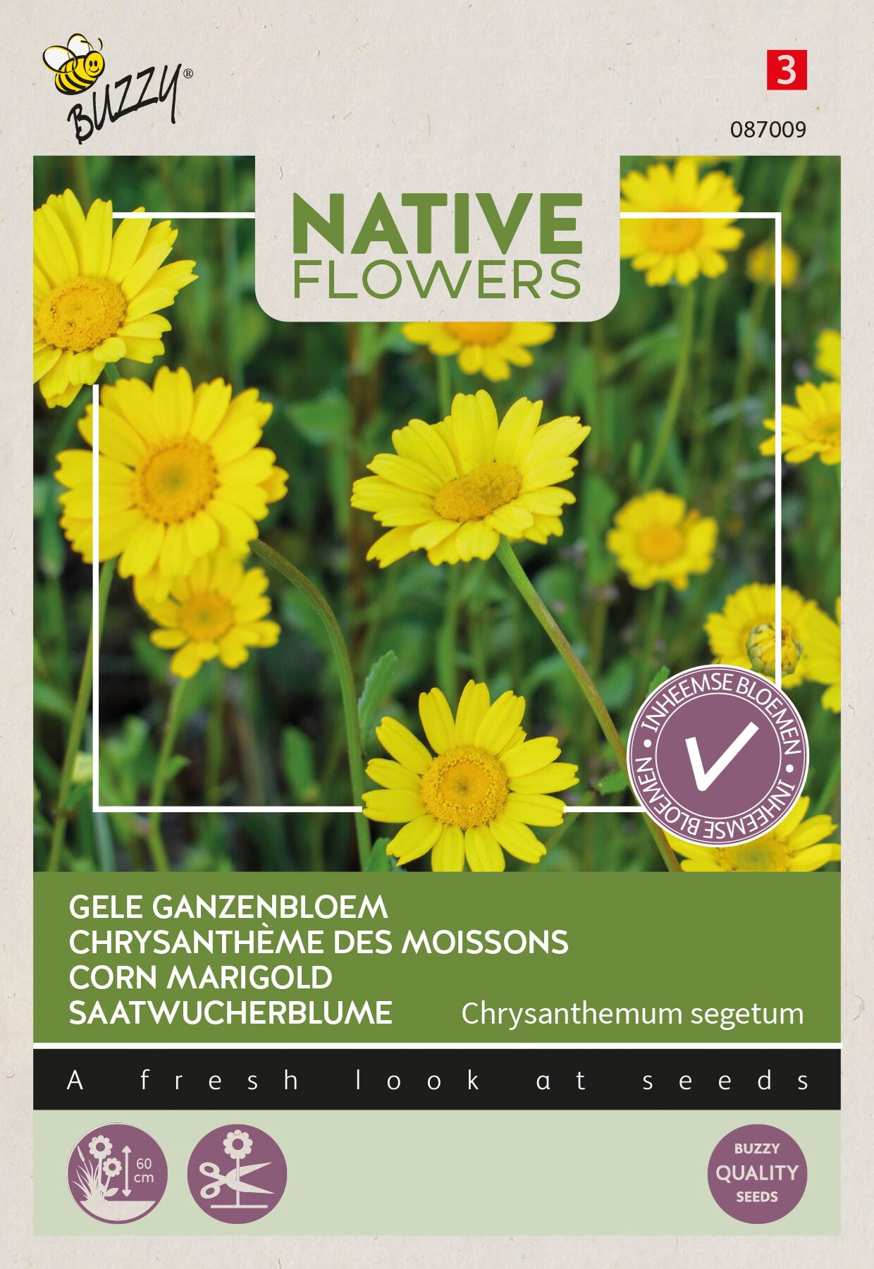 Buzzy Gele Ganzenbloem Chrysanthemum Segetum - Grote Gele Bloemen - Trek Vlinders aan afbeelding