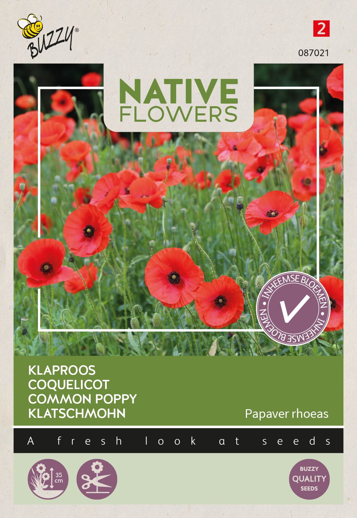 Buzzy - bloemzaden - Native Flowers inheemse klaproos'Papaver rhoeas'