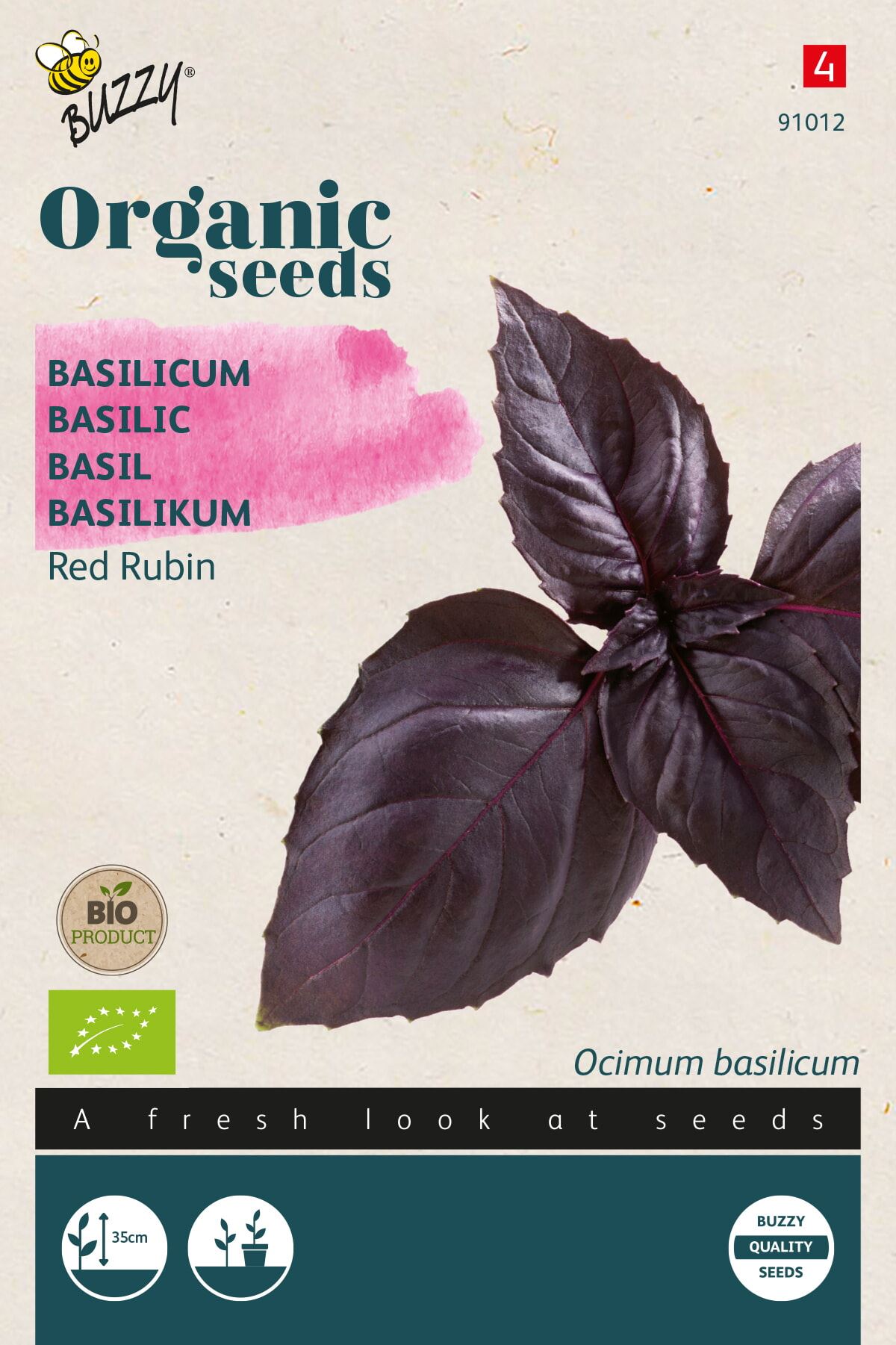 Buzzy® Basilicum zaden - Red Rubin - Bio afbeelding