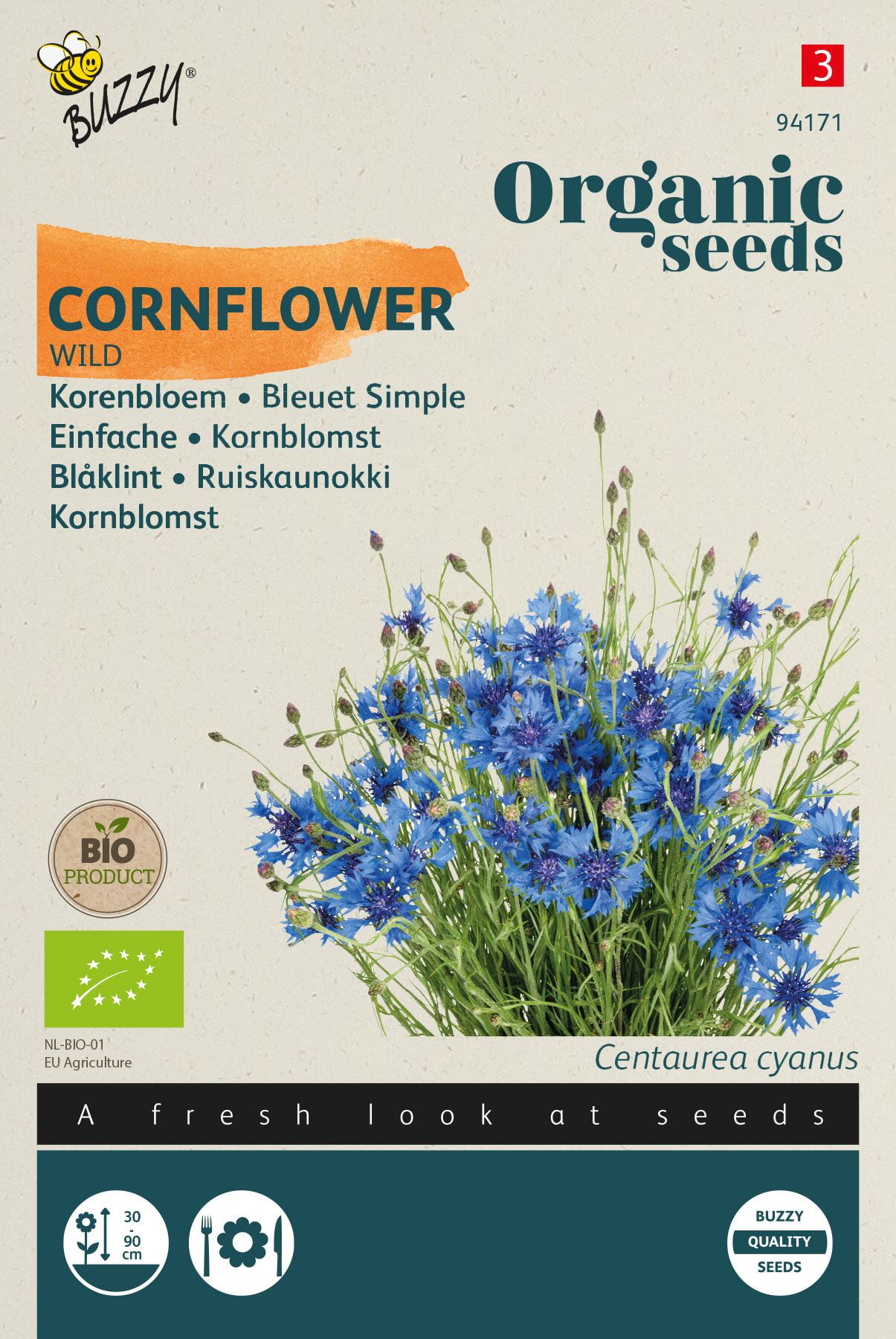 Buzzy Wilde Korenbloem - Hemelsblauwe Bloemen - Aantrekkelijk voor Bijen en Vlinders afbeelding