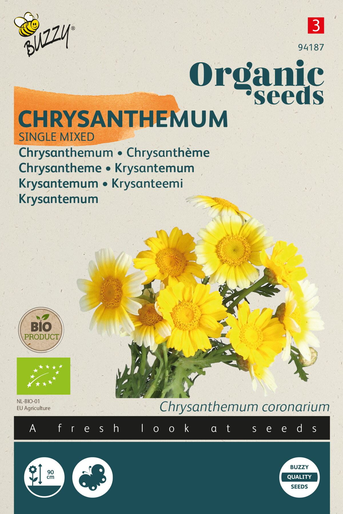 Buzzy Enkelbloemige Chrysanthemum Mix - Kleurrijk en Eetbaar - Bloeiperiode juni-september afbeelding