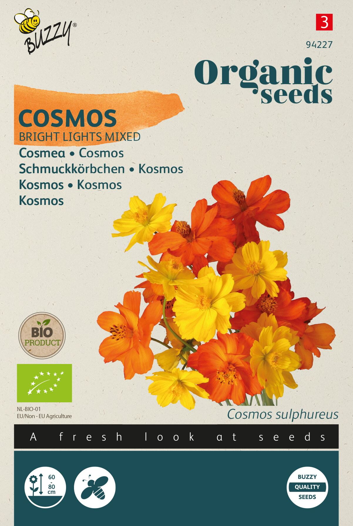 Buzzy Cosmos Bright Lights Mixed - Felgekleurde Bloemenmix - Aantrekkelijk voor Bijen en Hommels afbeelding