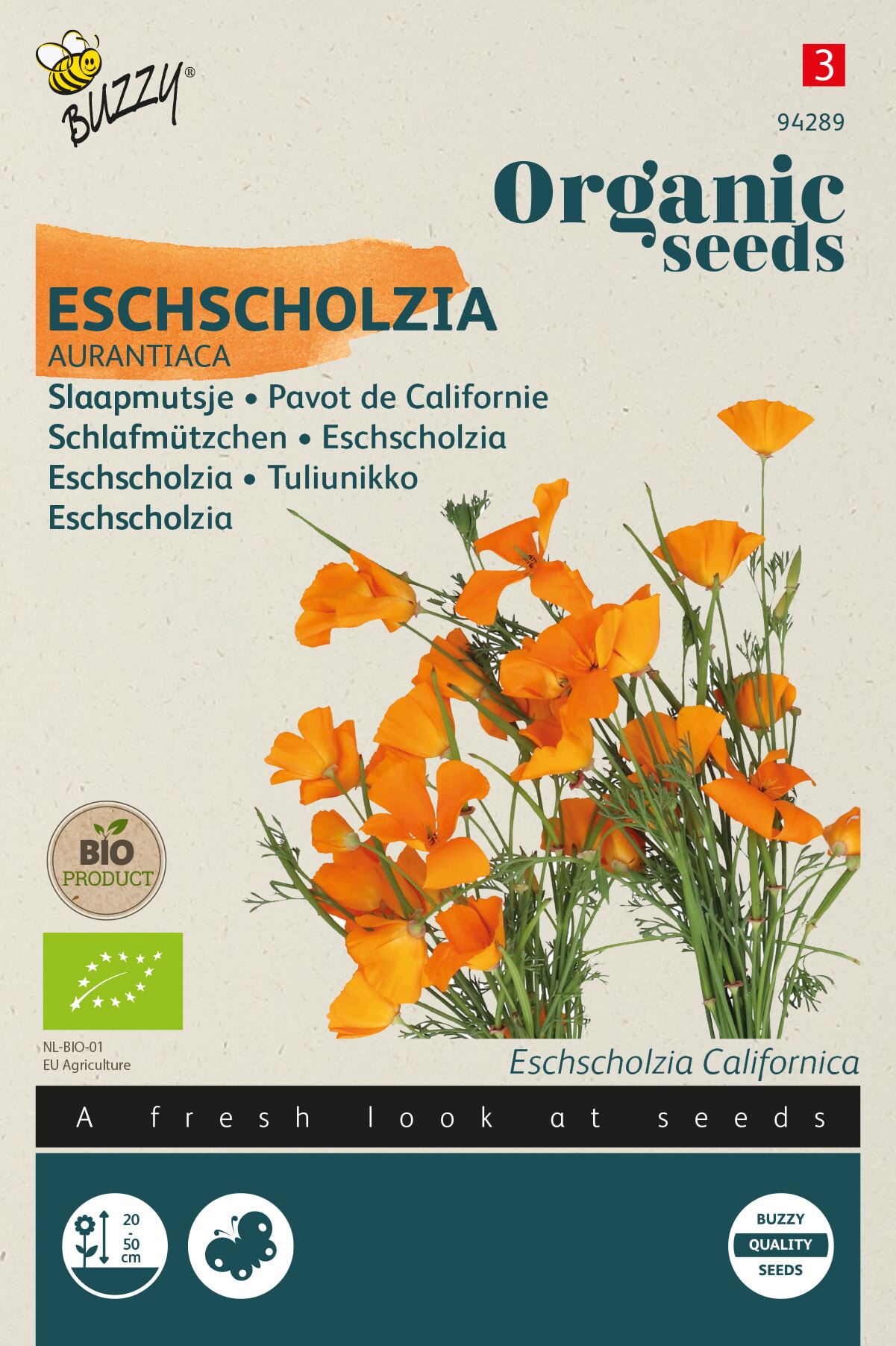 Buzzy Goudpapaver Eschscholzia Aurantiaca - Slaapopwekkend en Aantrekkelijk voor Bijen en Vlinders afbeelding