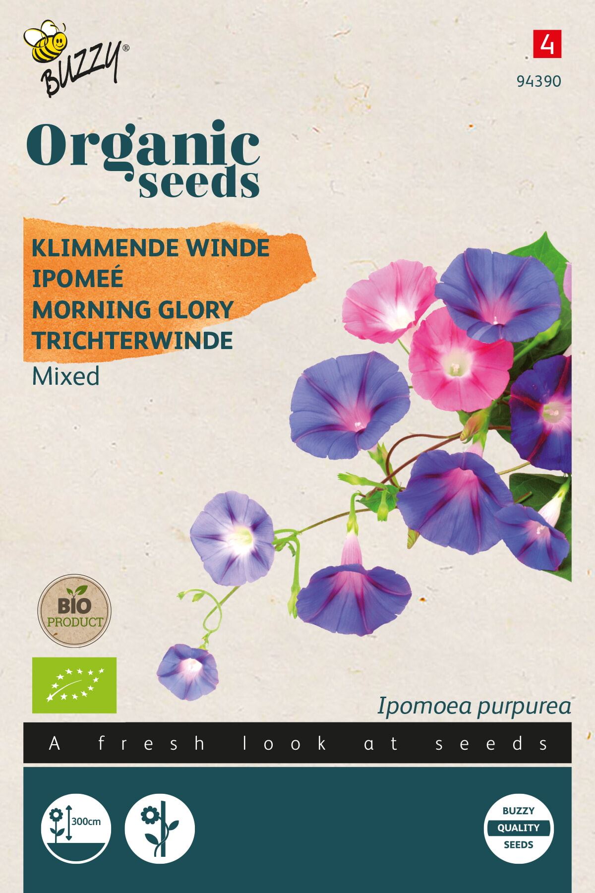 Buzzy® Bio Klimmende Winde zaden - Ipomoea purpurea afbeelding