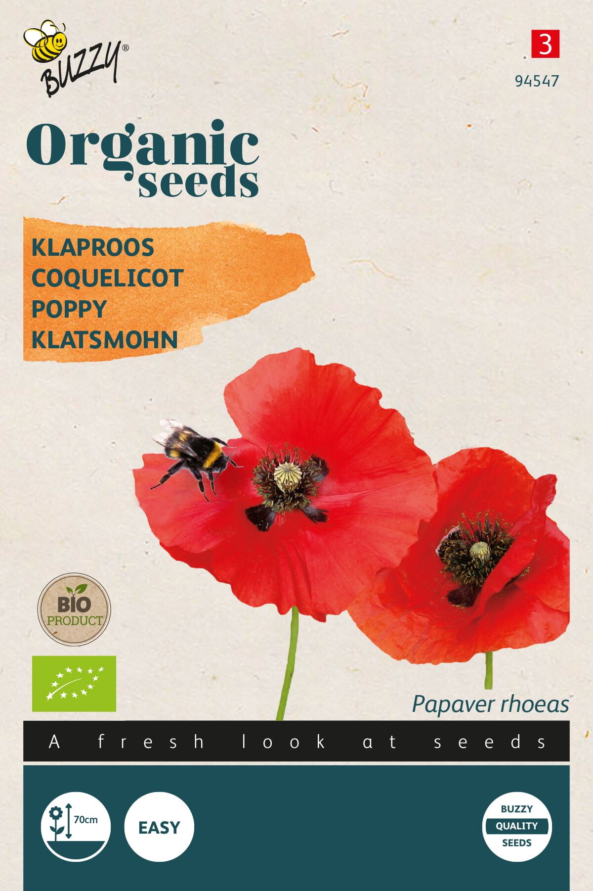 Buzzy® Bio Papaver Rhoeas zaden - rood afbeelding