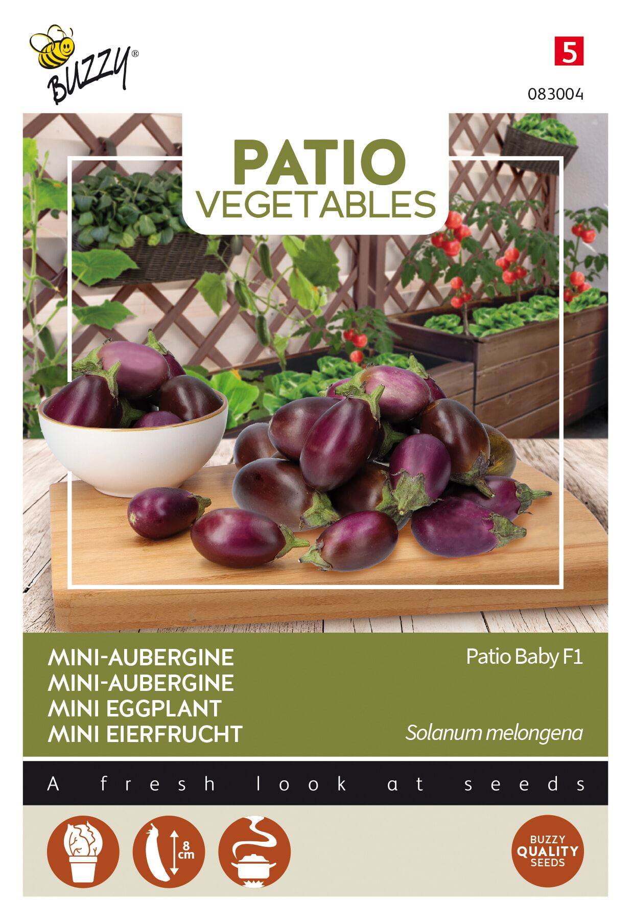 Buzzy® Terrasgroenten - Mini-Aubergine zaden - Patio Baby F1 afbeelding