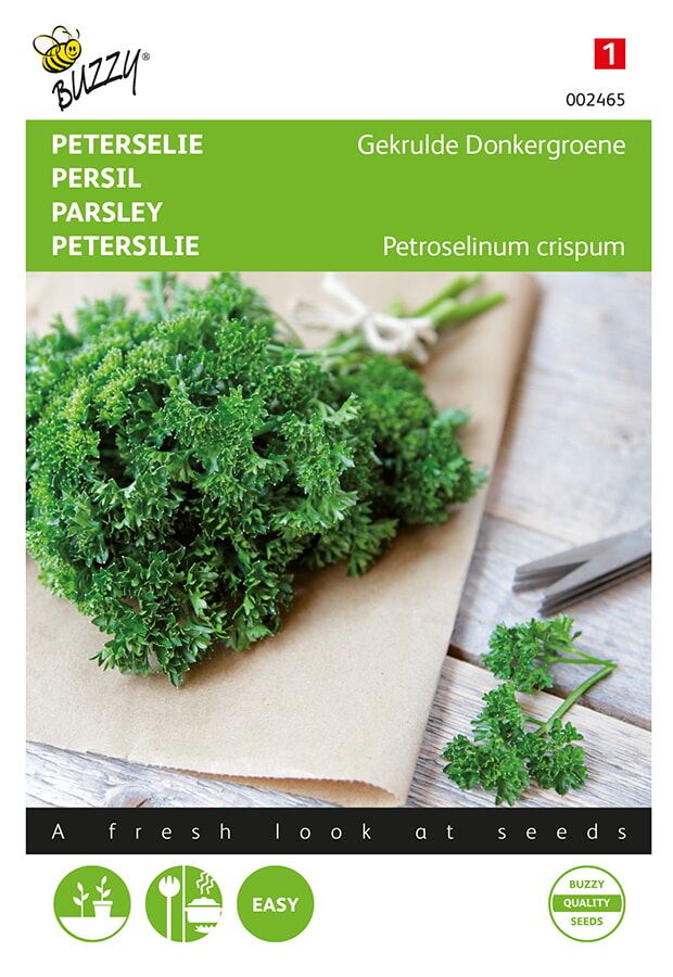 Buzzy® Gekrulde donkergroeen peterselie zaden afbeelding