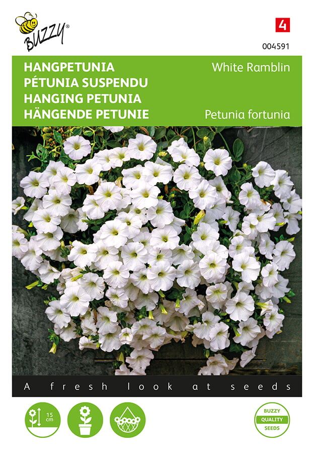 Buzzy Hangpetunia White Ramblin afbeelding