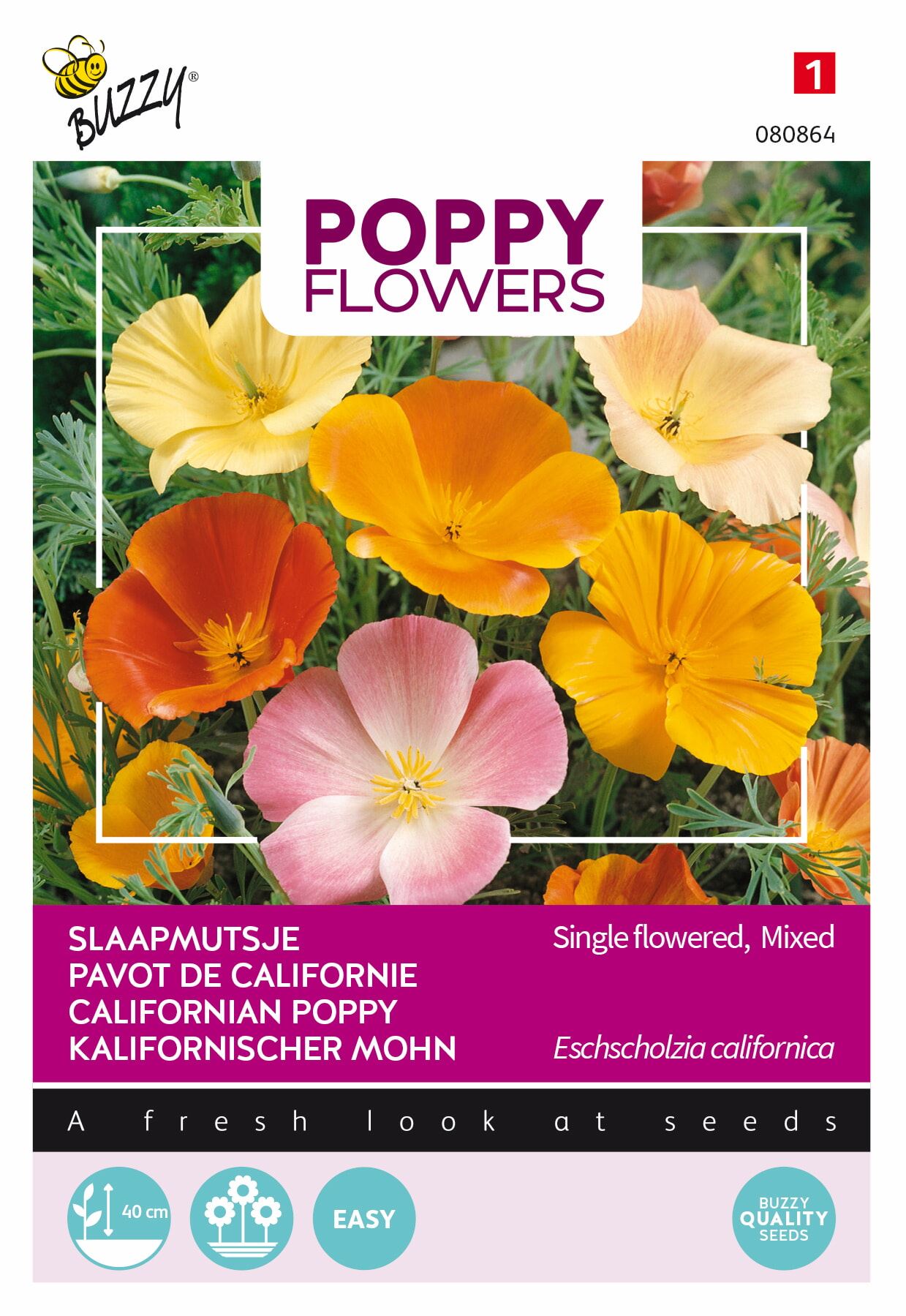 Buzzy® Poppies Of The World - Slaapmutsjes zaden - Californische afbeelding