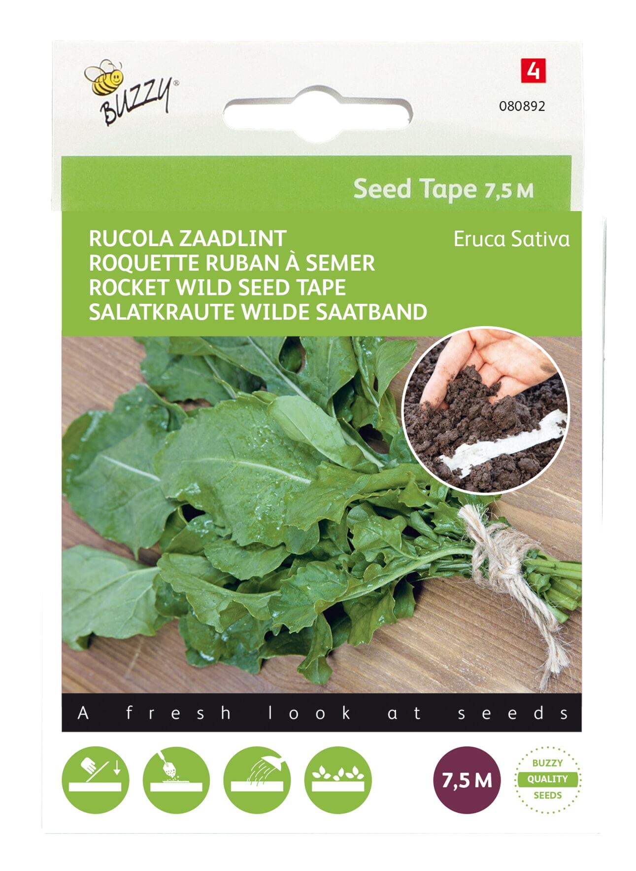 Buzzy rucola zaadband - Zaadlint Eruca Sativa 7,5m afbeelding