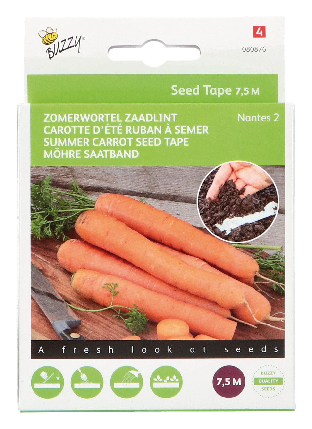 Buzzy® Zaadlint - Zomerwortelen zaden - Nantes 2 afbeelding
