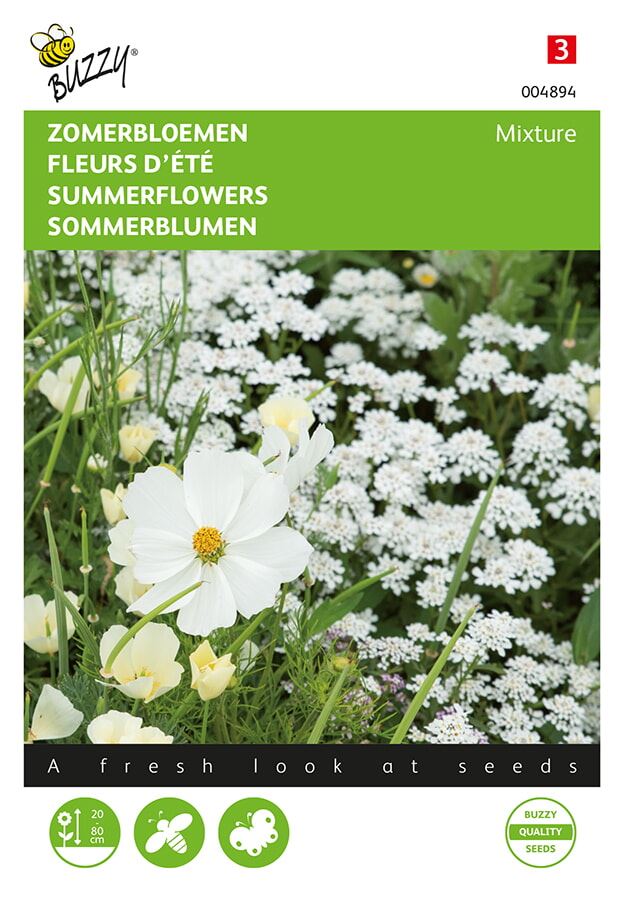 Buzzy bloemenweide - Witte zomerbloemenzaden afbeelding