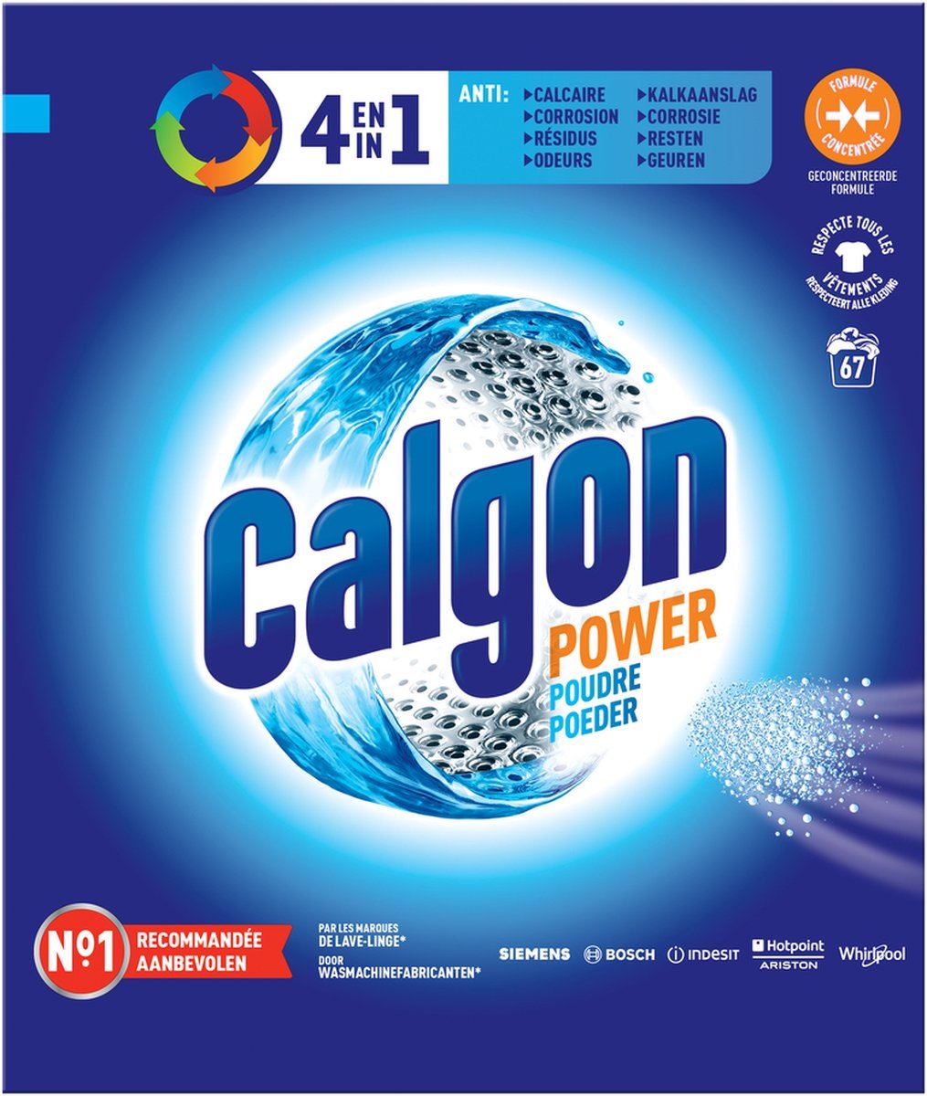 Calgon 4-in-1 wasmachinereiniger en antikalk in poedervorm - 1.675KG afbeelding