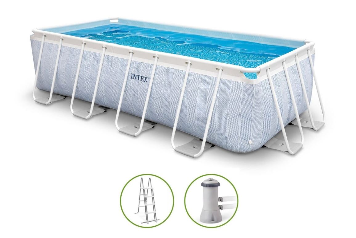 Intex'Prism Frame Set'opbouwzwembad'Chevron'- rechthoekig - L400 x B200 x H100 cm afbeelding