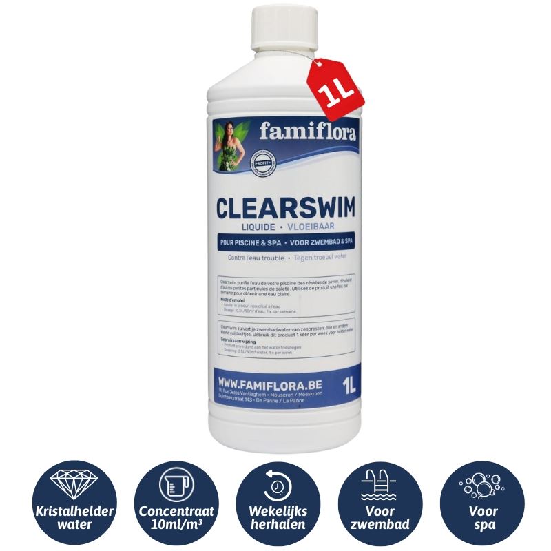 Famiflora Clearswim vloeibaar 1L - tegen troebel water!