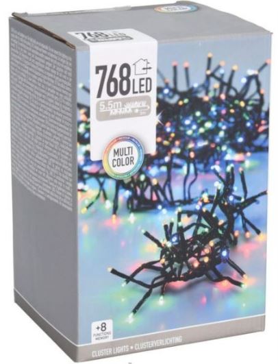 Clusterverlichting - 5,5 m - 768 gekleurde ledlampjes - 8 functies afbeelding