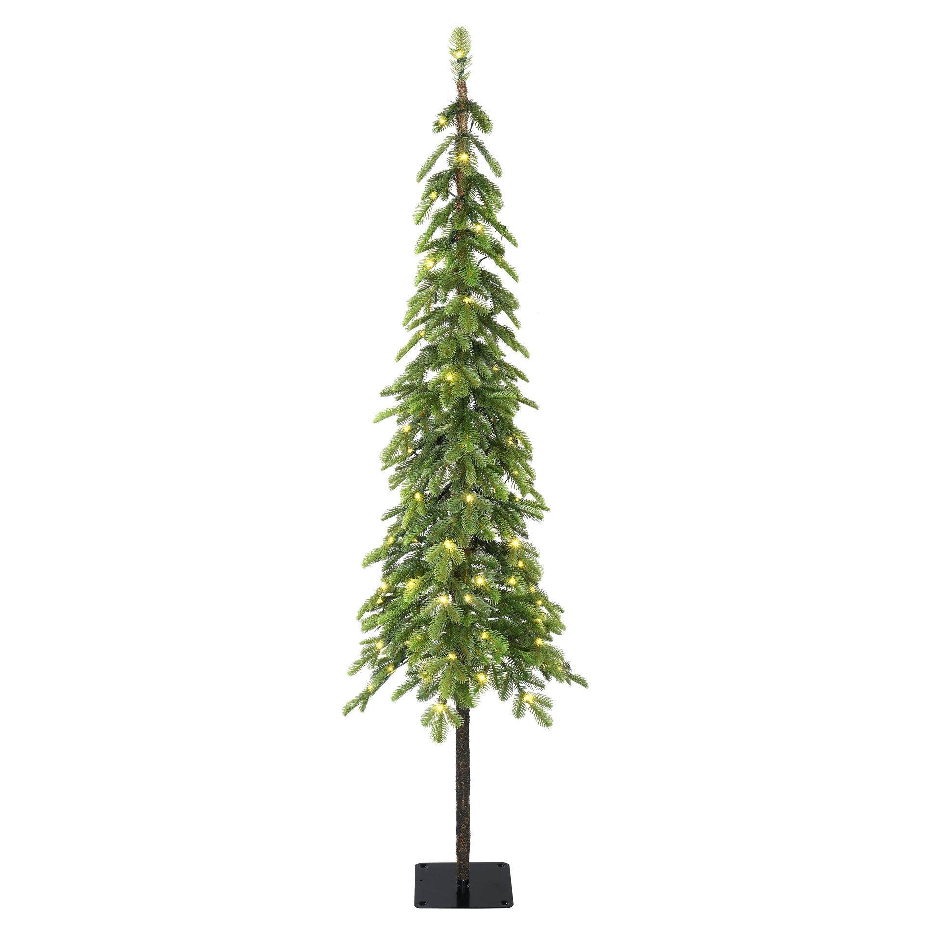 Colwood Wrapped verlichte kunstkerstboom - 150 cm - Groen -Ø30 cm - 569 tips - 80 ledlampjes (warm wit) afbeelding