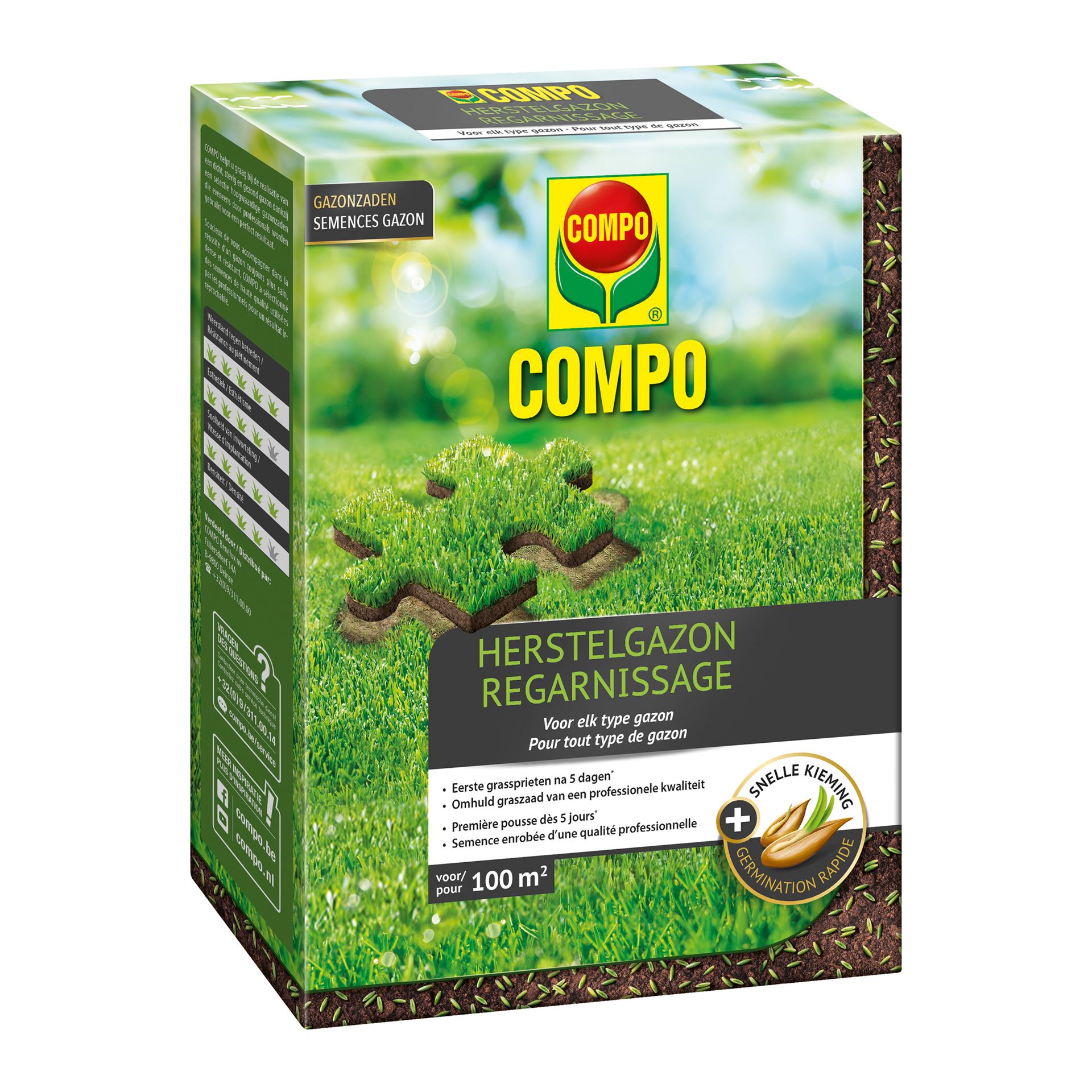 Compo graszaad 2kg tot 100m² - herstelgazon gecoat