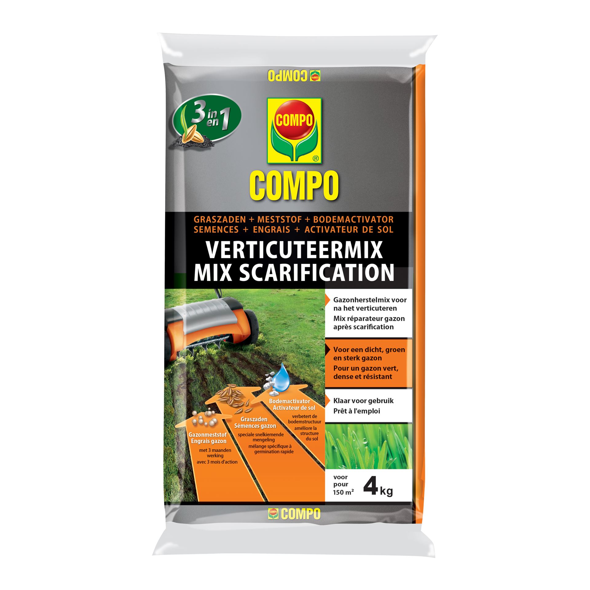 Compo verticuteermix 3-in-1 - 4 kg - voor 150 m²