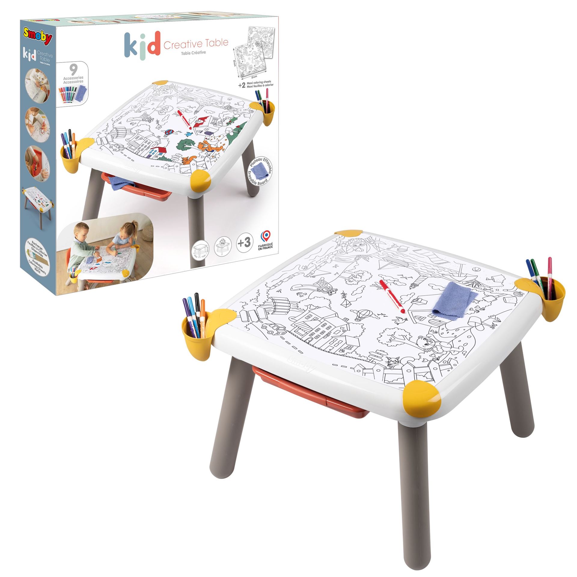 Smoby creatieve Kidstafel - Kindertafel - Tekenoppervlakte - Drie Opbergruimtes - Gladde, Uitwisbare Oppervlakte afbeelding