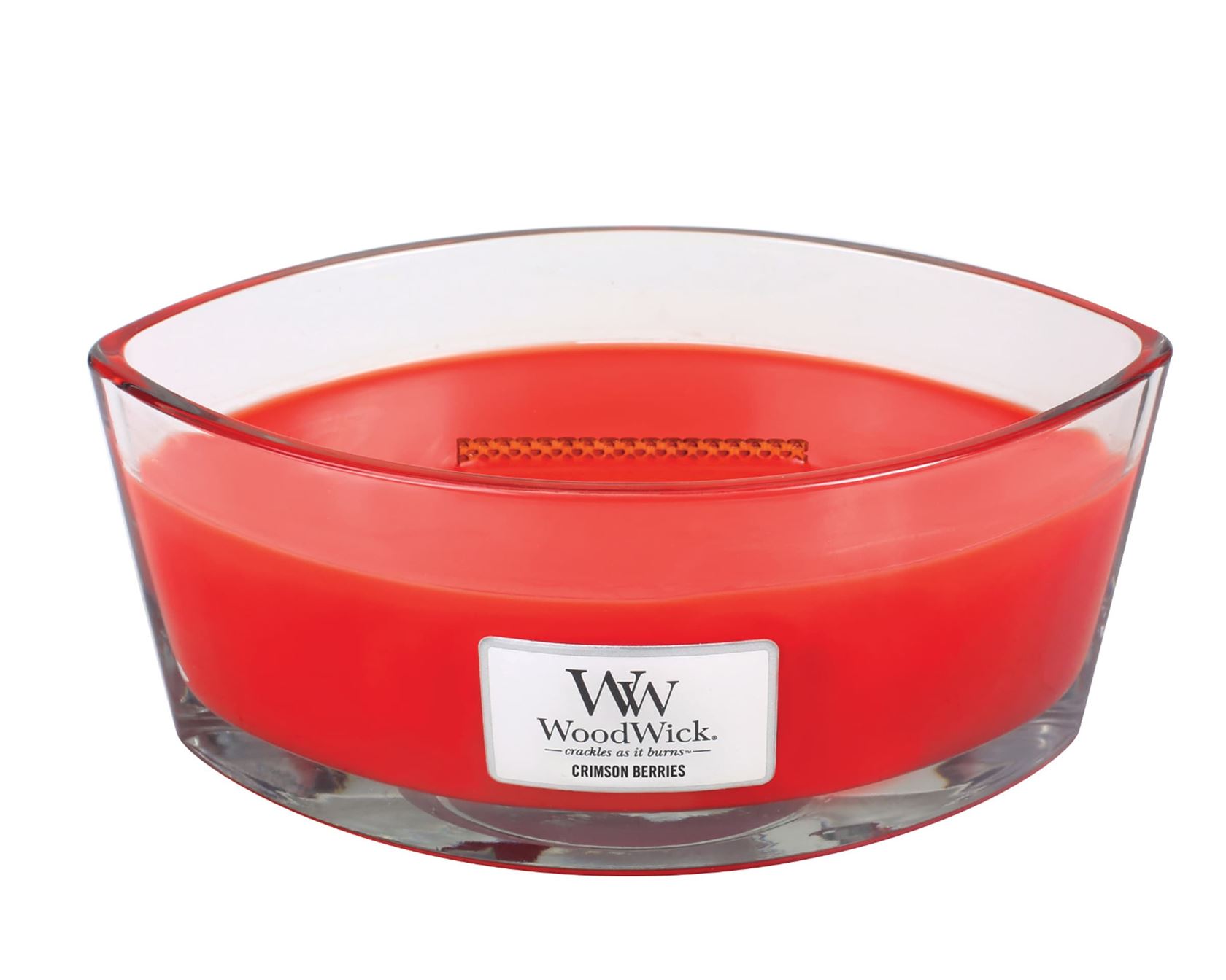 WoodWick geurkaars - Ellipse HearthWick Flame - Crimson Berries afbeelding