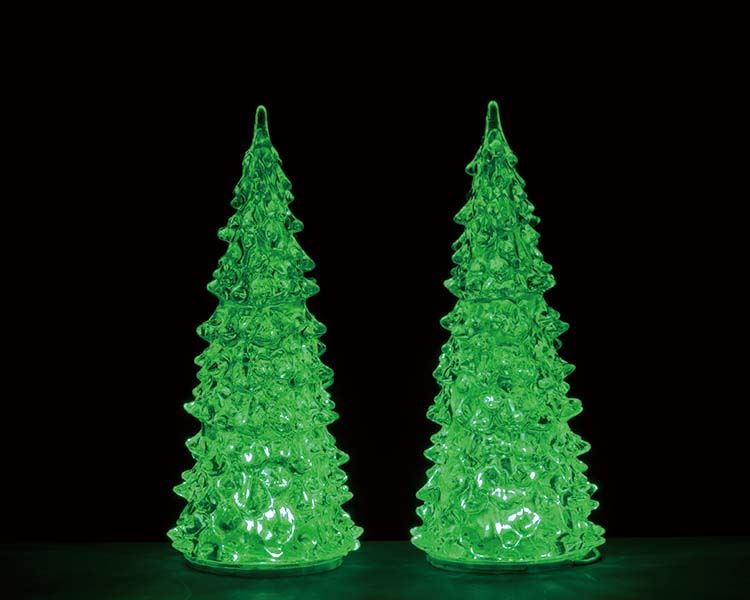 Lemax -'Crystal Lighted Tree Changeable Color M'- Set van 2 stuks - 3 kleuren - Verlicht figuur - Exclusief adapter (werkt ook op batterijen) afbeelding