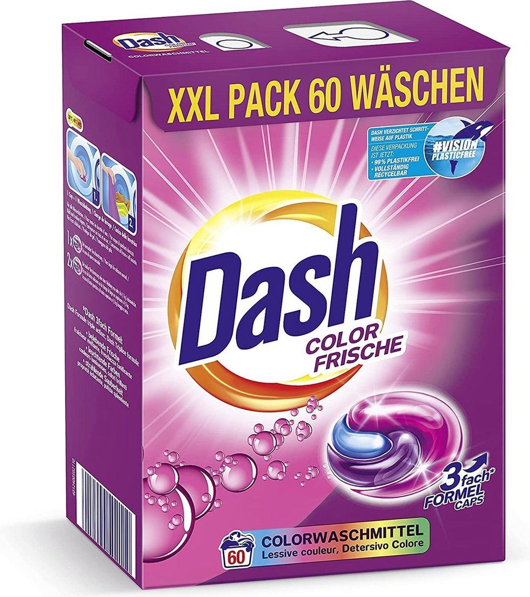 Dash 3-in-1 Pods Color Fresh - XXL-verpakking voor 60 wasbeurten - Wascapsules gekleurde was afbeelding