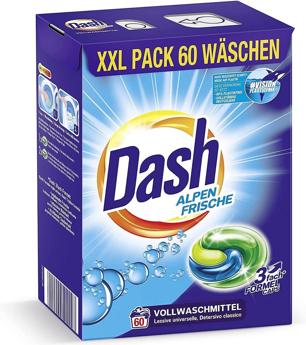 Dash Pods Alpenfris XXL-verpakking - 60 wasbeurten - Wascapsules afbeelding