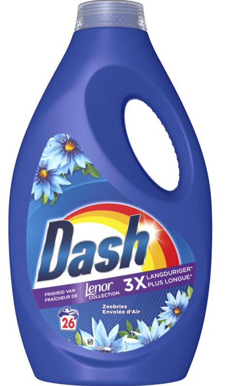 Dash vloeibaar wasmiddel zeebries met frisheid van Lenor - 26 wasbeurten (1,17L)