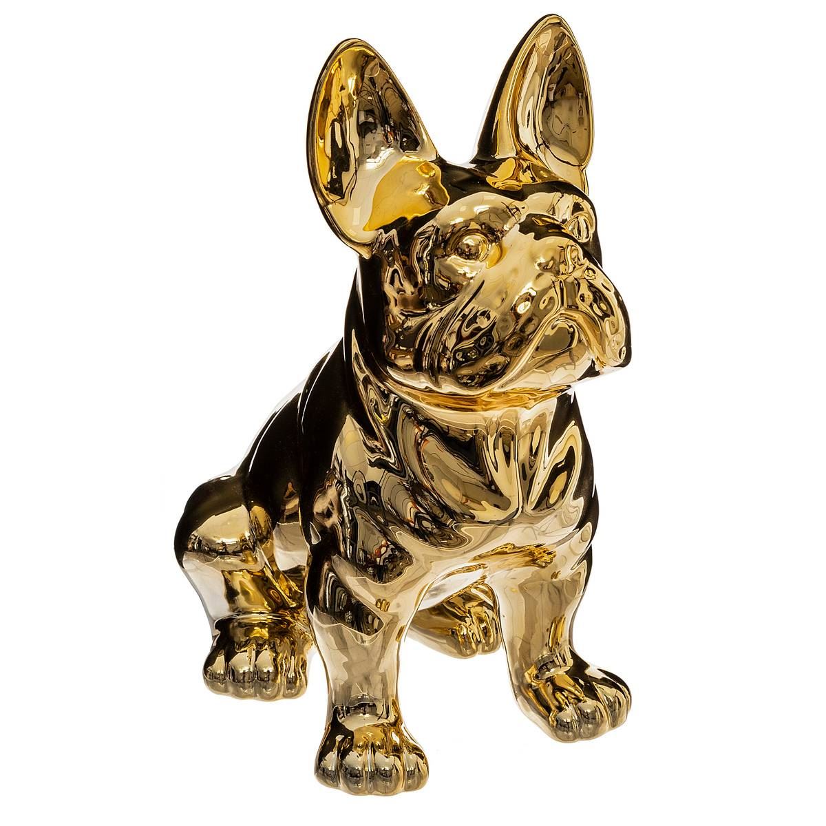 Atmosphera gouden Keramische Hond Sculptuur - Hoogte 22 cm afbeelding