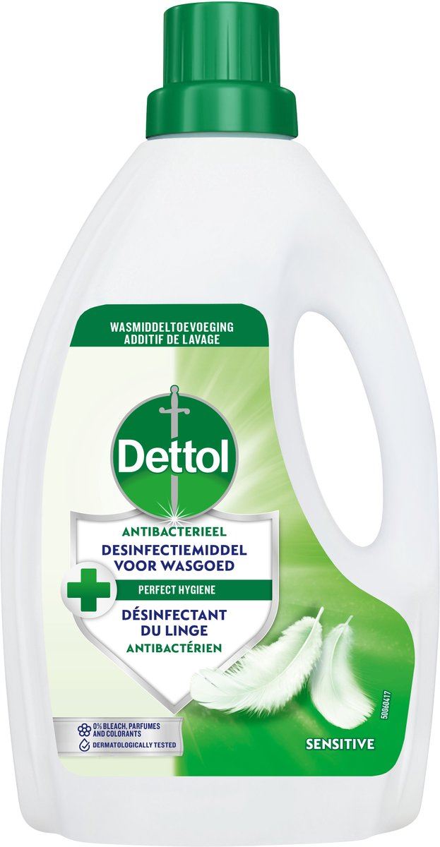 Dettol Sensitive 1,5L– Wasgoed Desinfectiemiddel – Voor Gevoelige Huid – 99,9% Bacteriën Weg – Voor 25 Wasbeurten afbeelding
