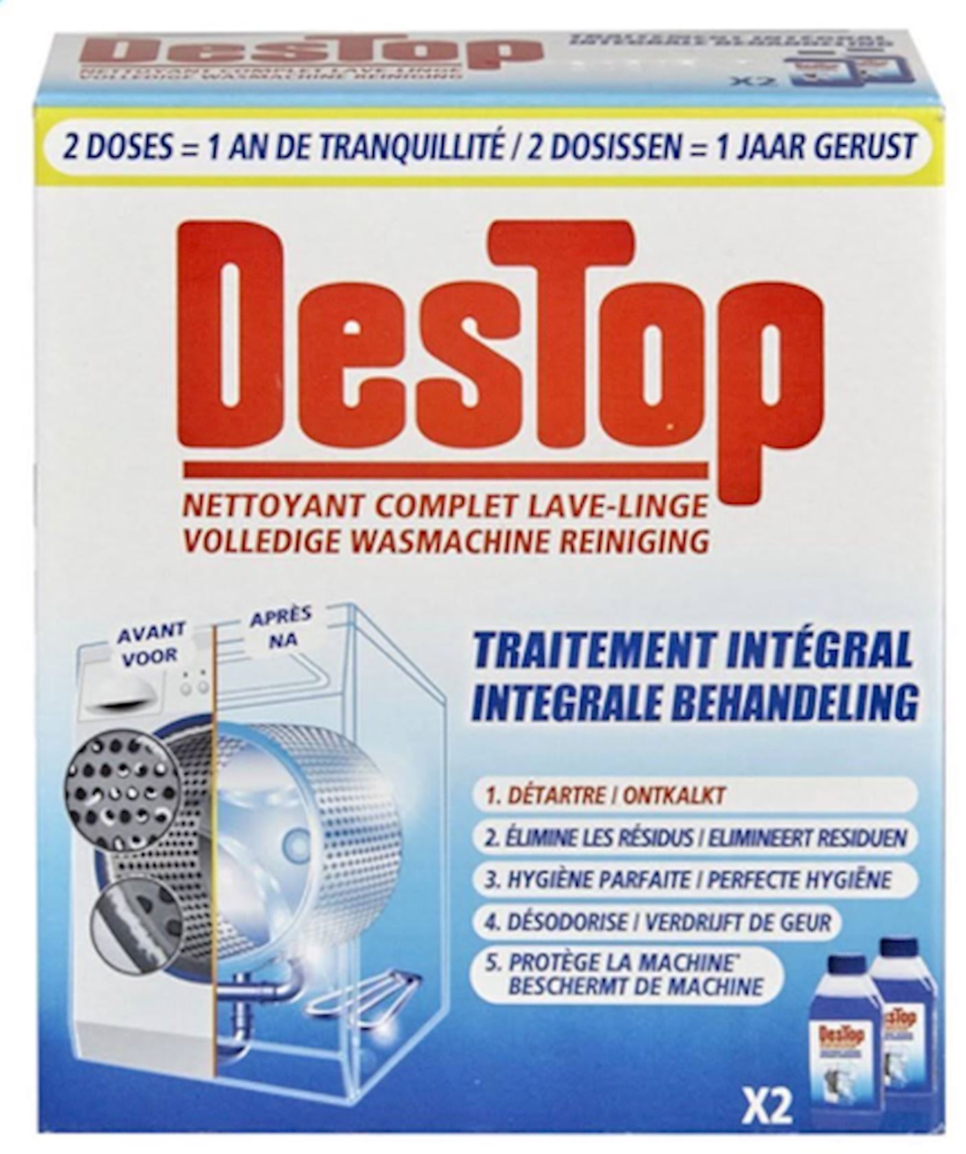 Destop wasmachinereiniger duopack - 2 x 250ML - Integrale behandeling afbeelding