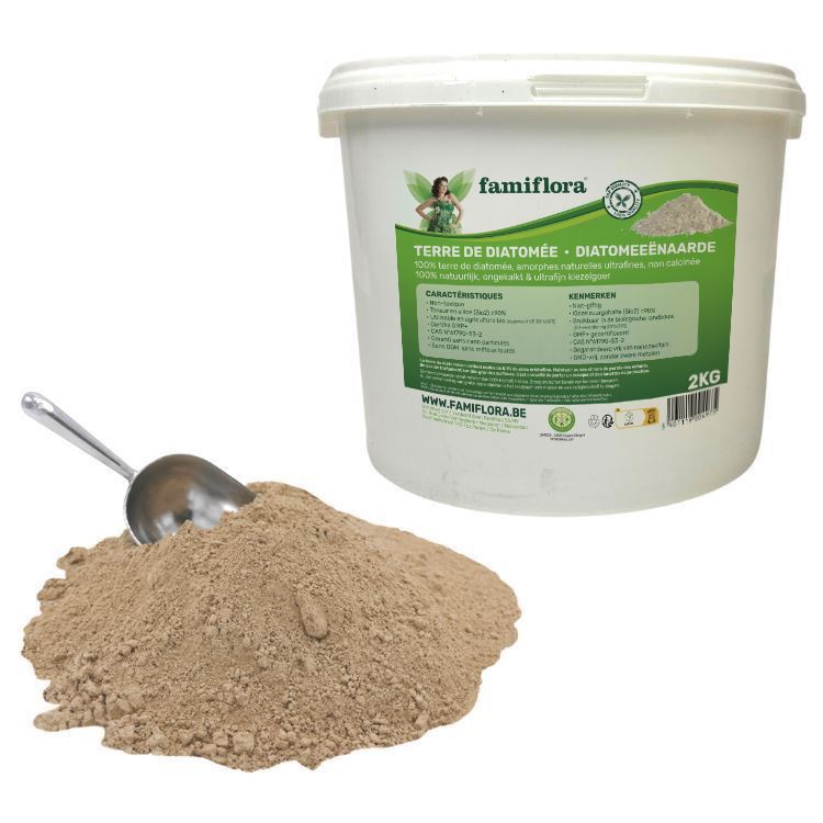 Famiflora emmer diatomeeënaarde 2kg - ecologische bestrijding van bloedluizen, slakken, mieren... afbeelding