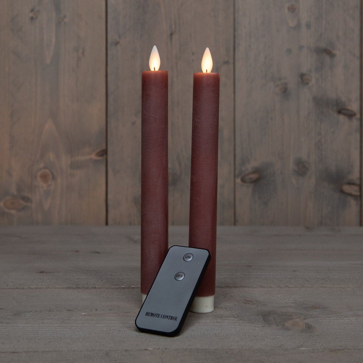 Anna's Collection - Led dinerkaars - roze - H 23cm - set van 2 stuks - met afstandsbediening afbeelding