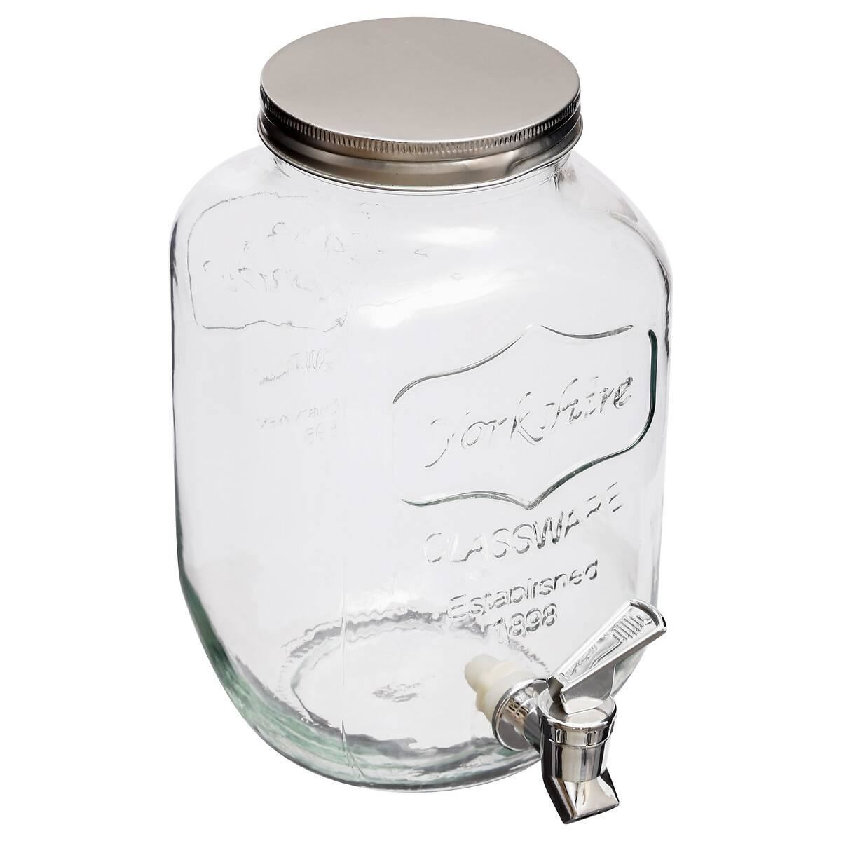 Secret de Gourmet glazen drank dispenser 4L - Kunststof kraan en schroefdeksel - Waterdispenser