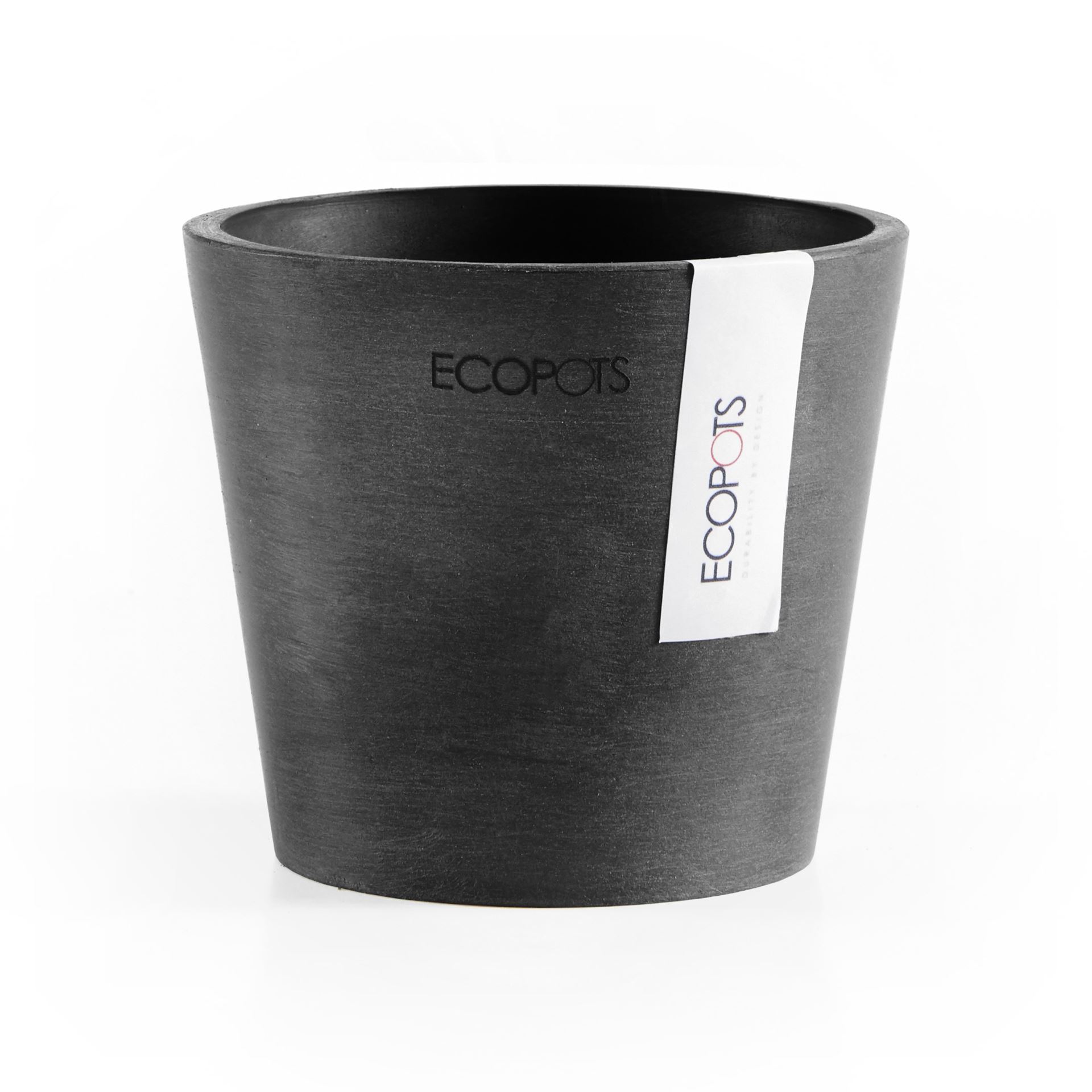 Ecopots Amsterdam 10,5 - Dark Grey - Diameter 10,5 x H9,2 cm - Ronde donkergrijze bloempot