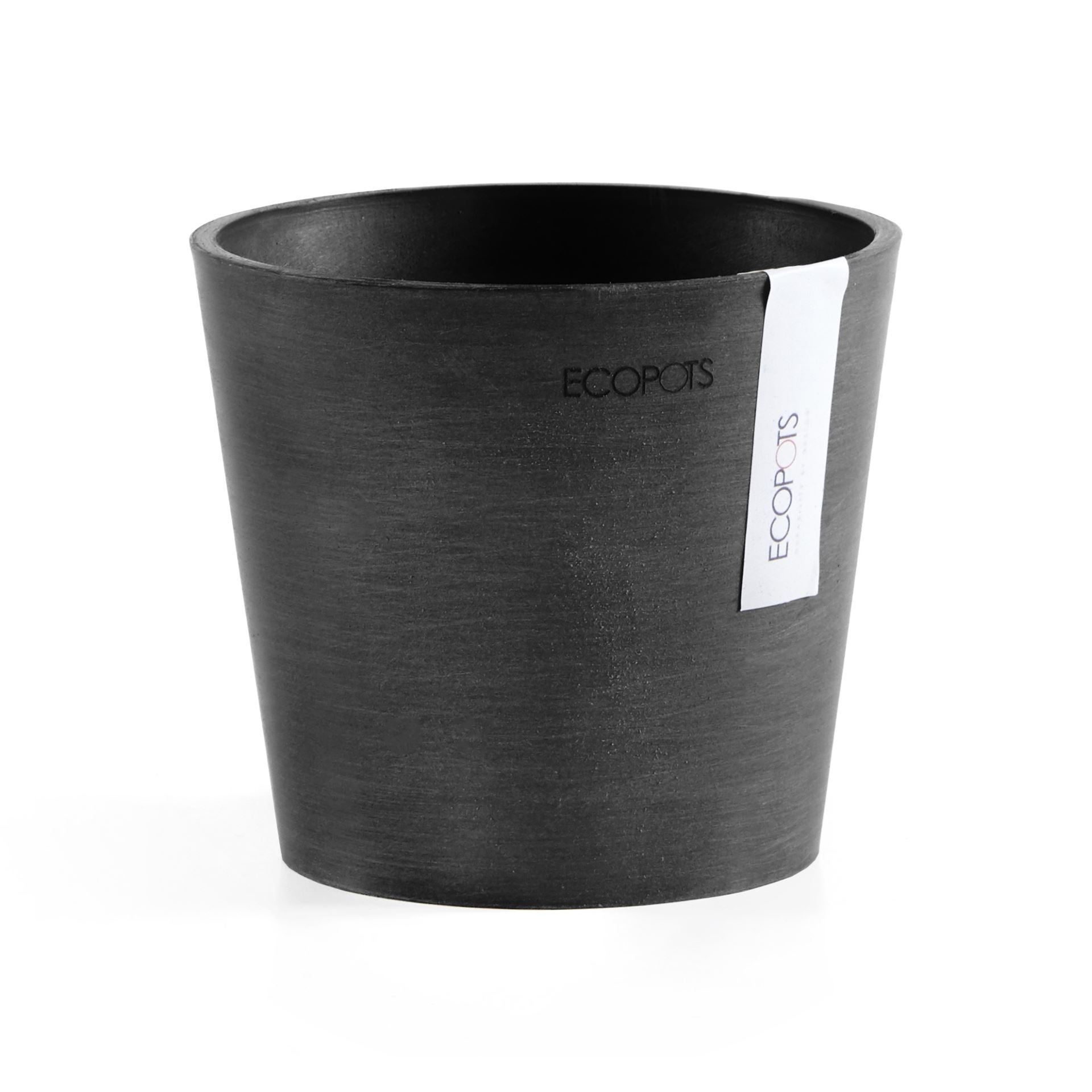 Ecopots Amsterdam 13 - Dark Grey - Diameter 13 x H11,4 cm - Ronde donkergrijze bloempot