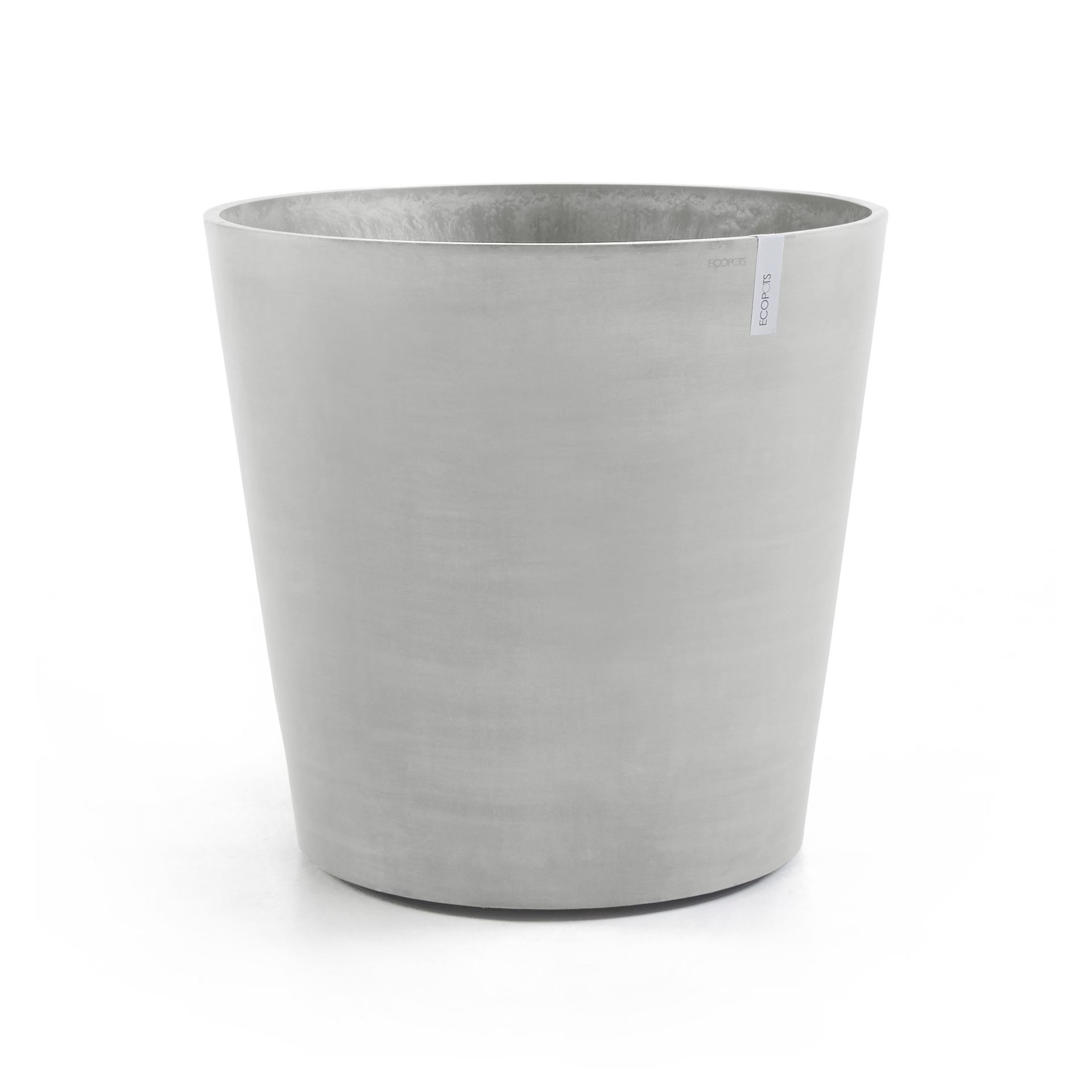 Ecopots Amsterdam Wheels 80 - White Grey -Ø80 x H74,2 cm - Ronde witgrijze bloempot op wielen afbeelding