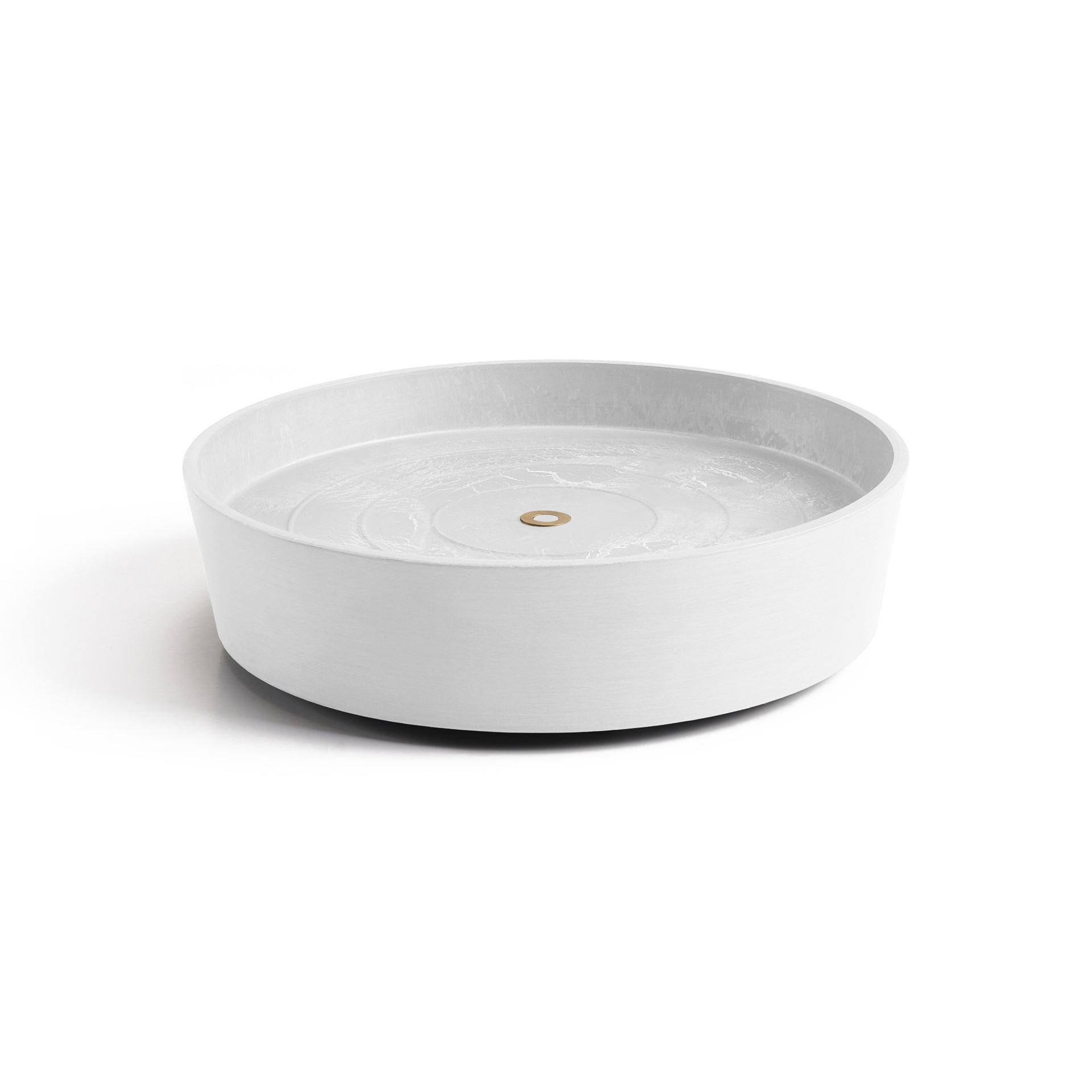 Ecopots Saucer Wheels - Pure White -Ø34,1 x H9 cm - Ronde witte onderschotel op wielen met waterreservoir afbeelding