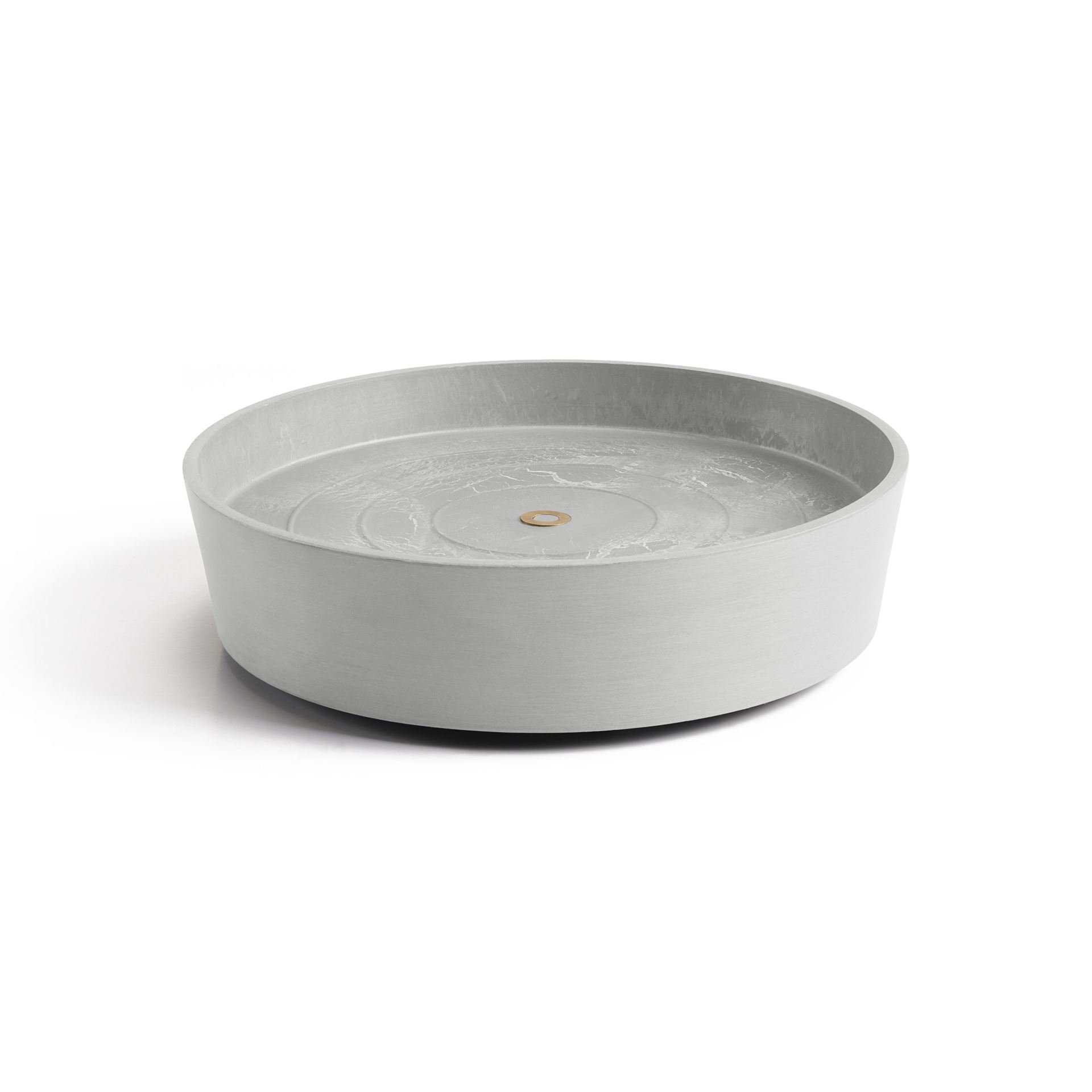 Ecopots Saucer Wheels - White Grey -Ø34,1 x H9 cm - Ronde witgrijze onderschotel op wielen met waterreservoir afbeelding