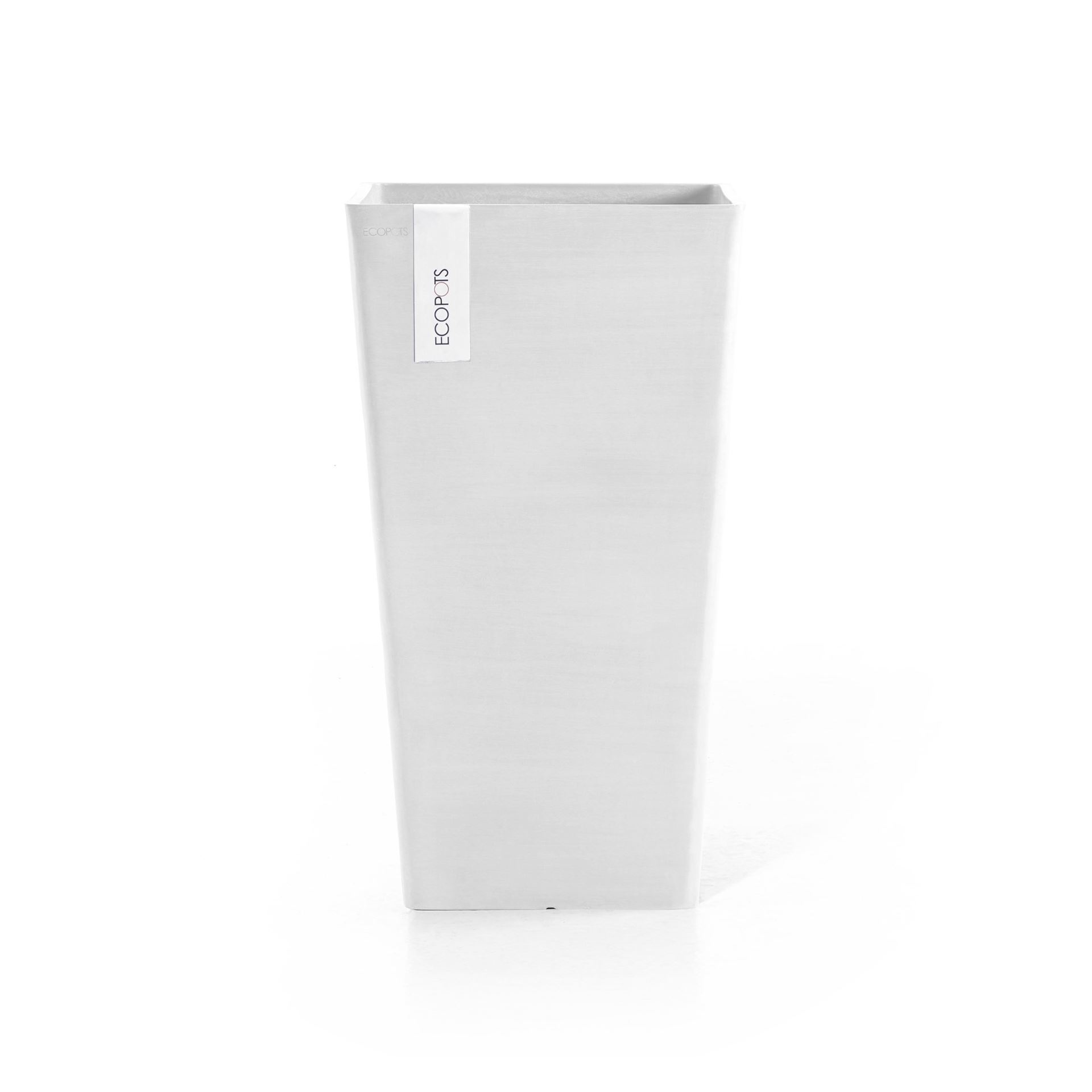 Ecopots bloempot Rotterdam Mid High 56 - Vierkant - Pure White - 31 x H56,5 cm