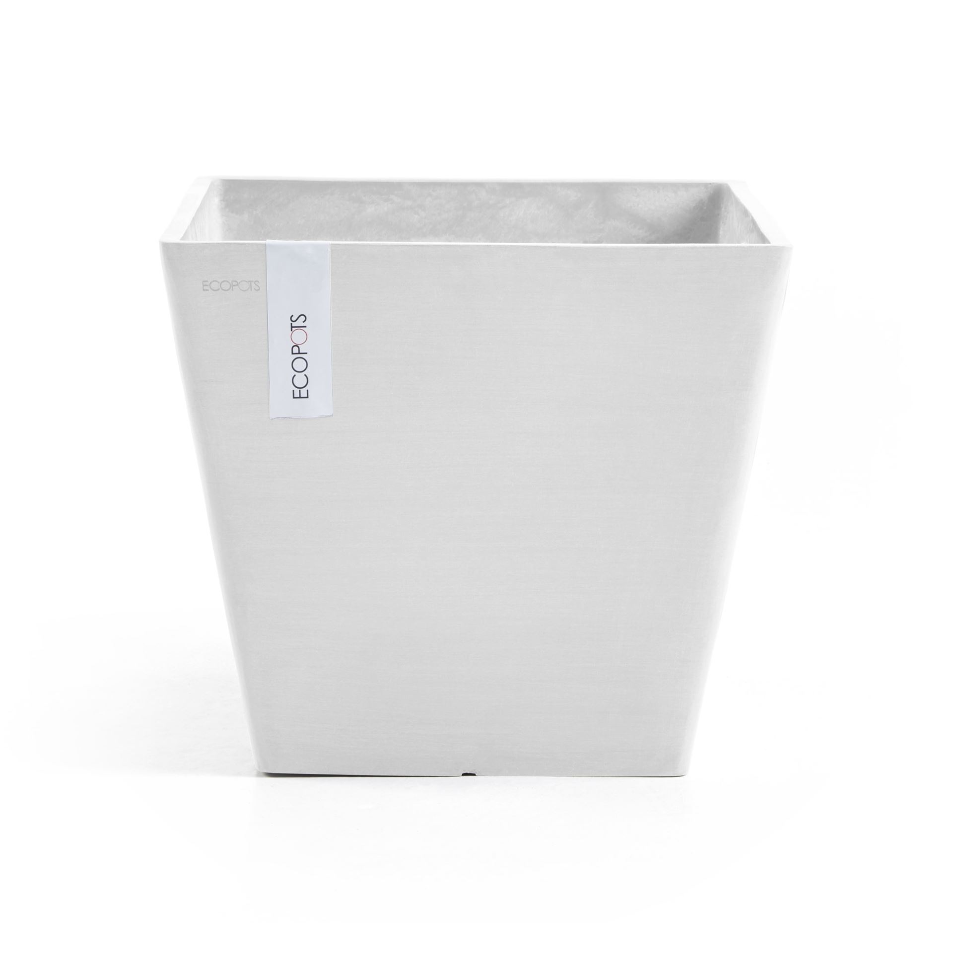 Ecopots bloempot Rotterdam 30 - Vierkant - Pure White - 29,5 x H26,4 cm
