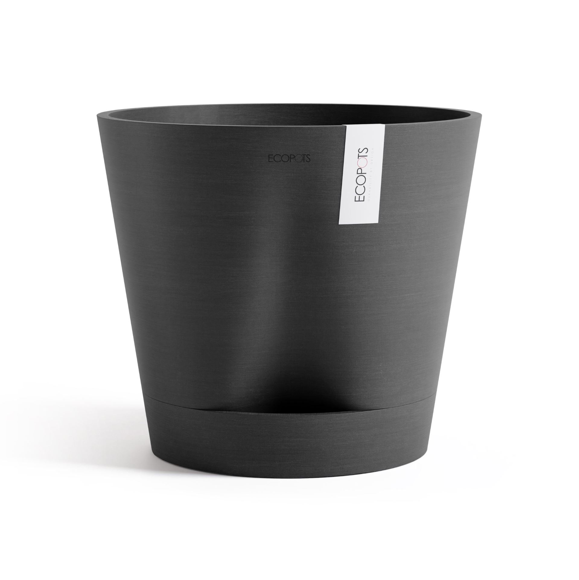 Ecopots Venice 2 40 - Dark Grey -Ø40,2 x H35,7 cm - Ronde donkergrijze bloempot met waterreservoir afbeelding