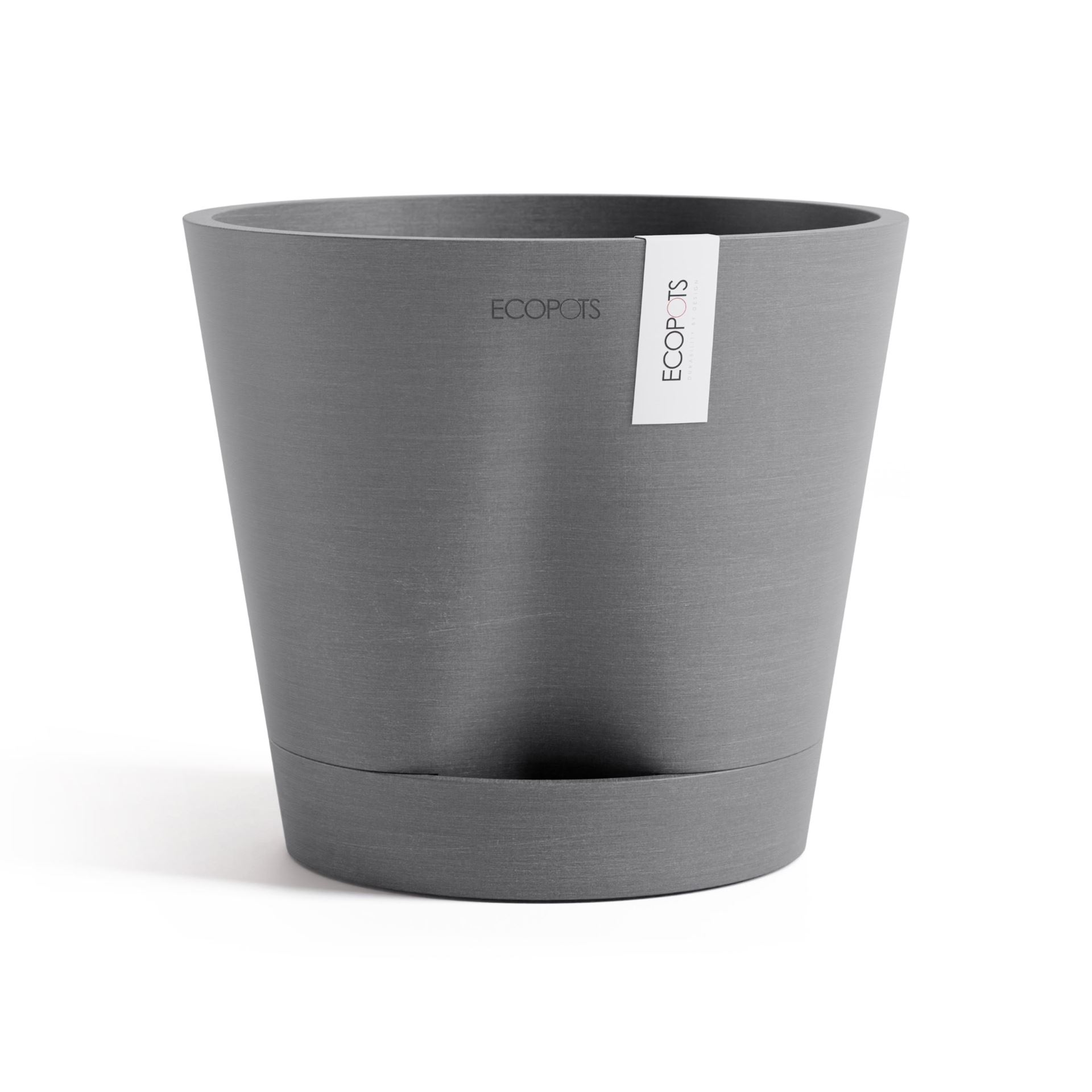 Ecopots Venice 2 20 - Grey -Ø20,1 x H17,7 cm - Ronde grijze bloempot met waterreservoir afbeelding