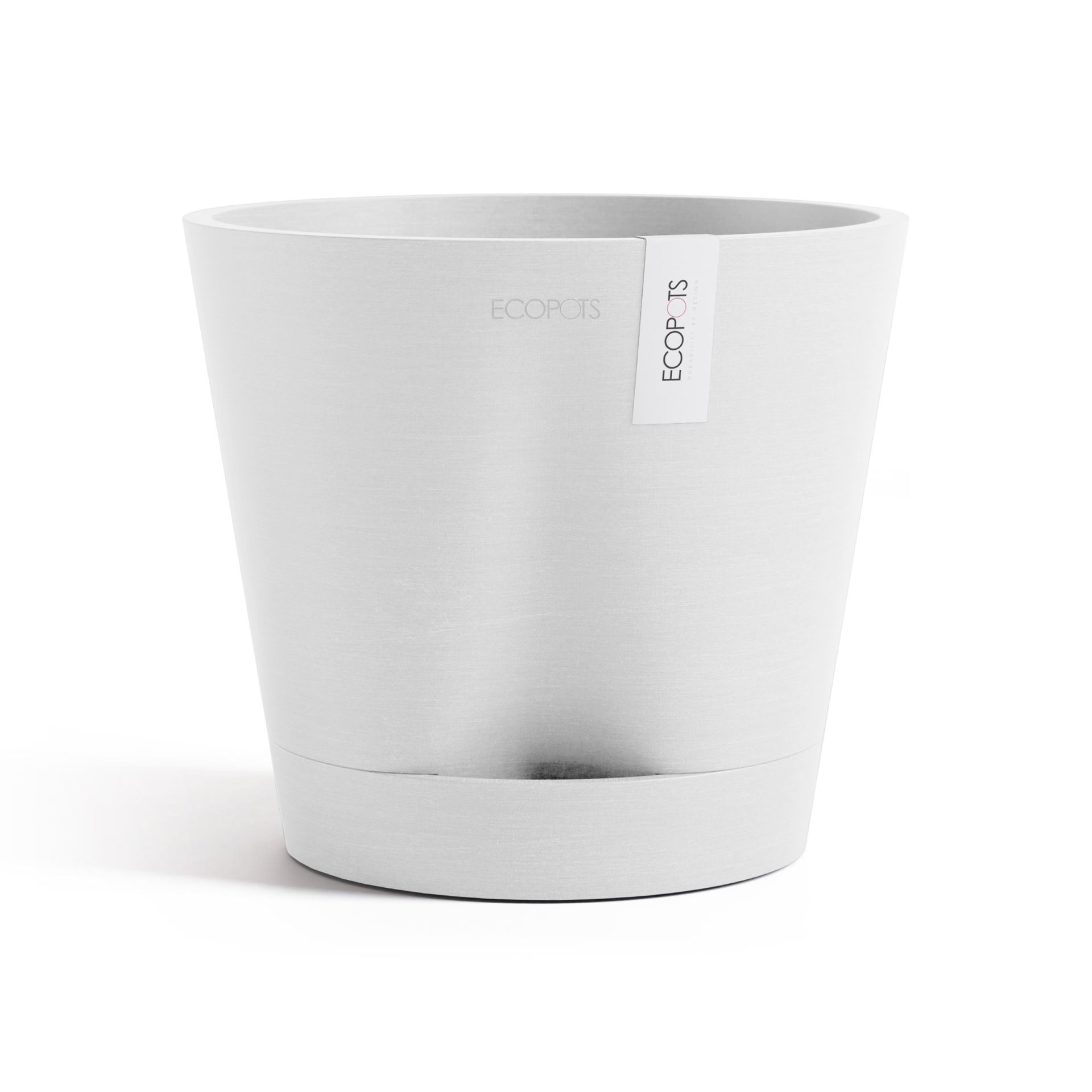 Ecopots Venice 2 20 - Pure White -Ø20,1 x H17,7 cm - Ronde witte bloempot met waterreservoir afbeelding