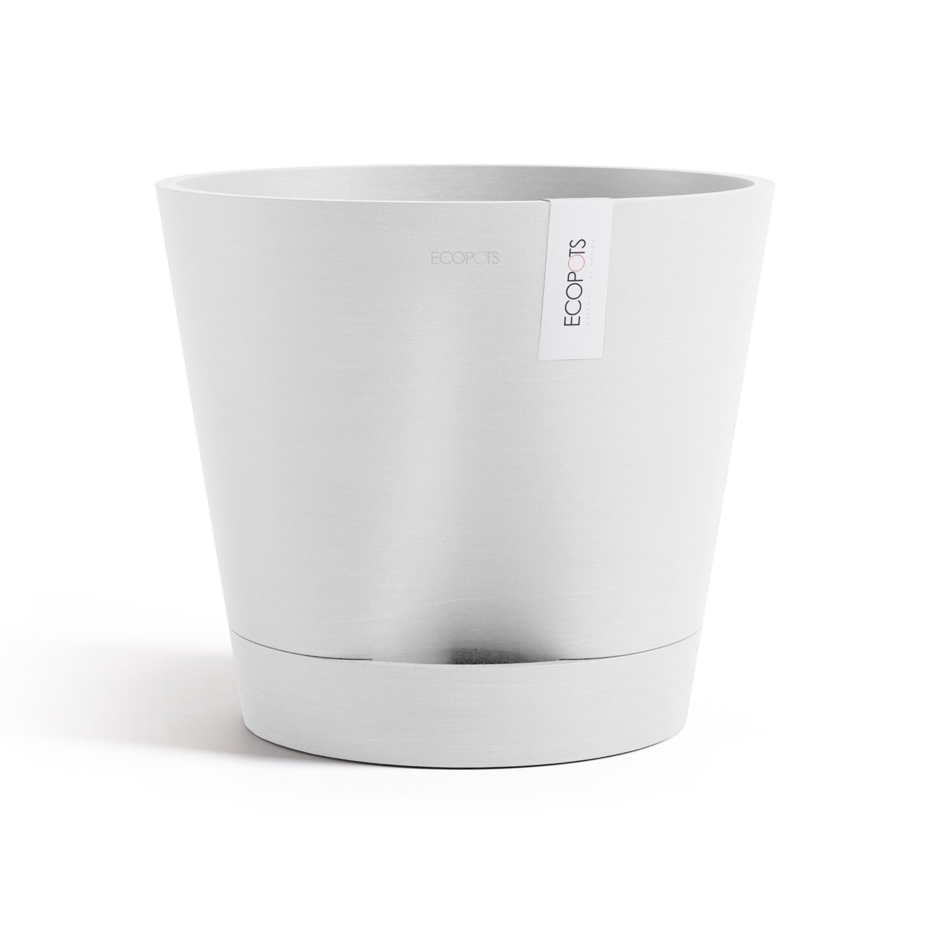 Ecopots Venice 2 30 - Pure White -Ø30 x H27,5 cm - Ronde witte bloempot met waterreservoir afbeelding