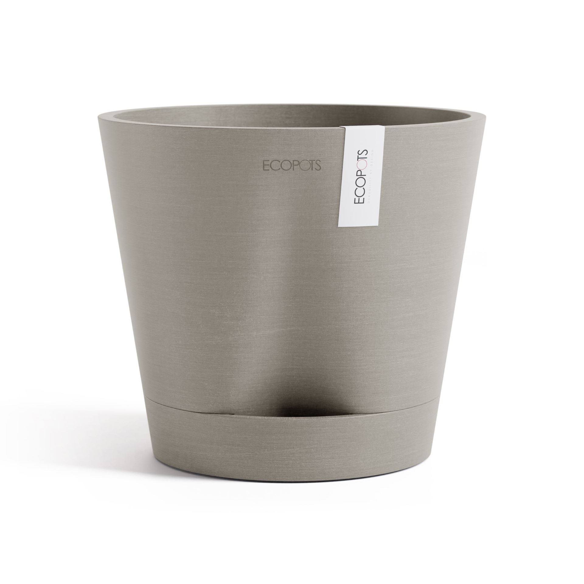 Ecopots Venice 2 20 - Taupe -Ø20,1 x H17,7 cm - Ronde taupe bloempot met waterreservoir afbeelding