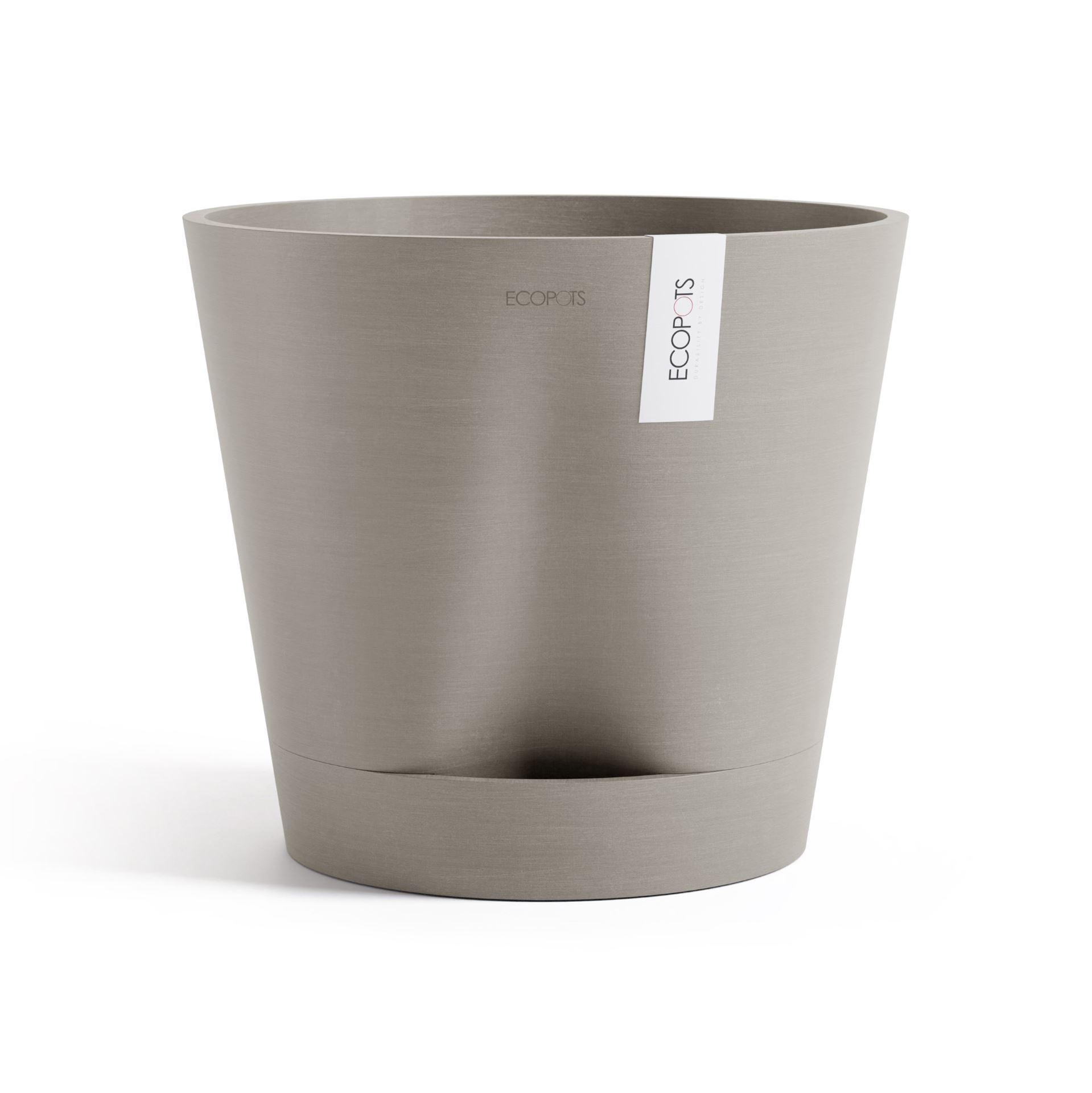 Ecopots Venice 2 40 - Taupe -Ø40,2 x H35,7 cm - Ronde taupe bloempot met waterreservoir afbeelding